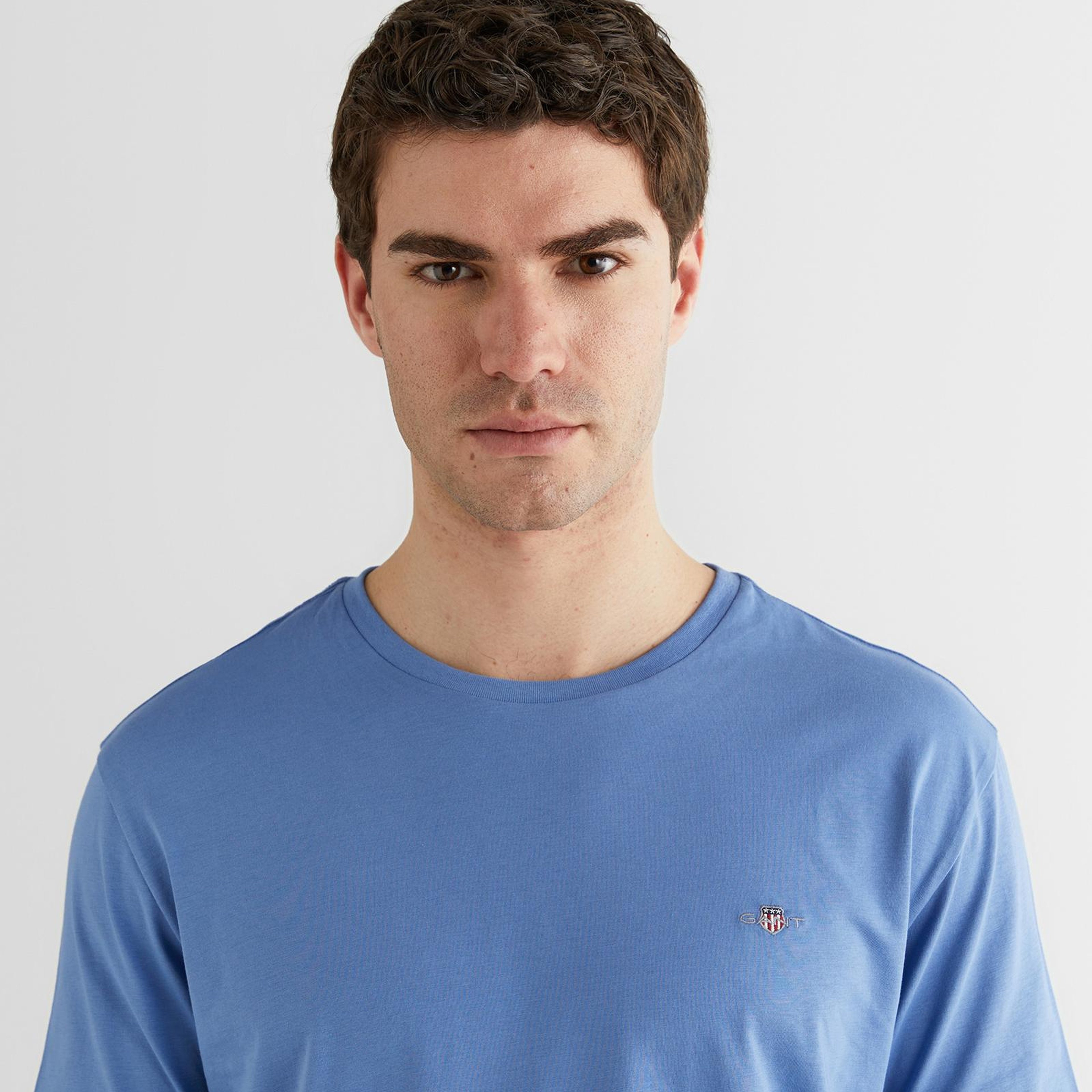 GANT Erkek Mavi Bisiklet Yaka Regular Fit Logolu T-Shirt