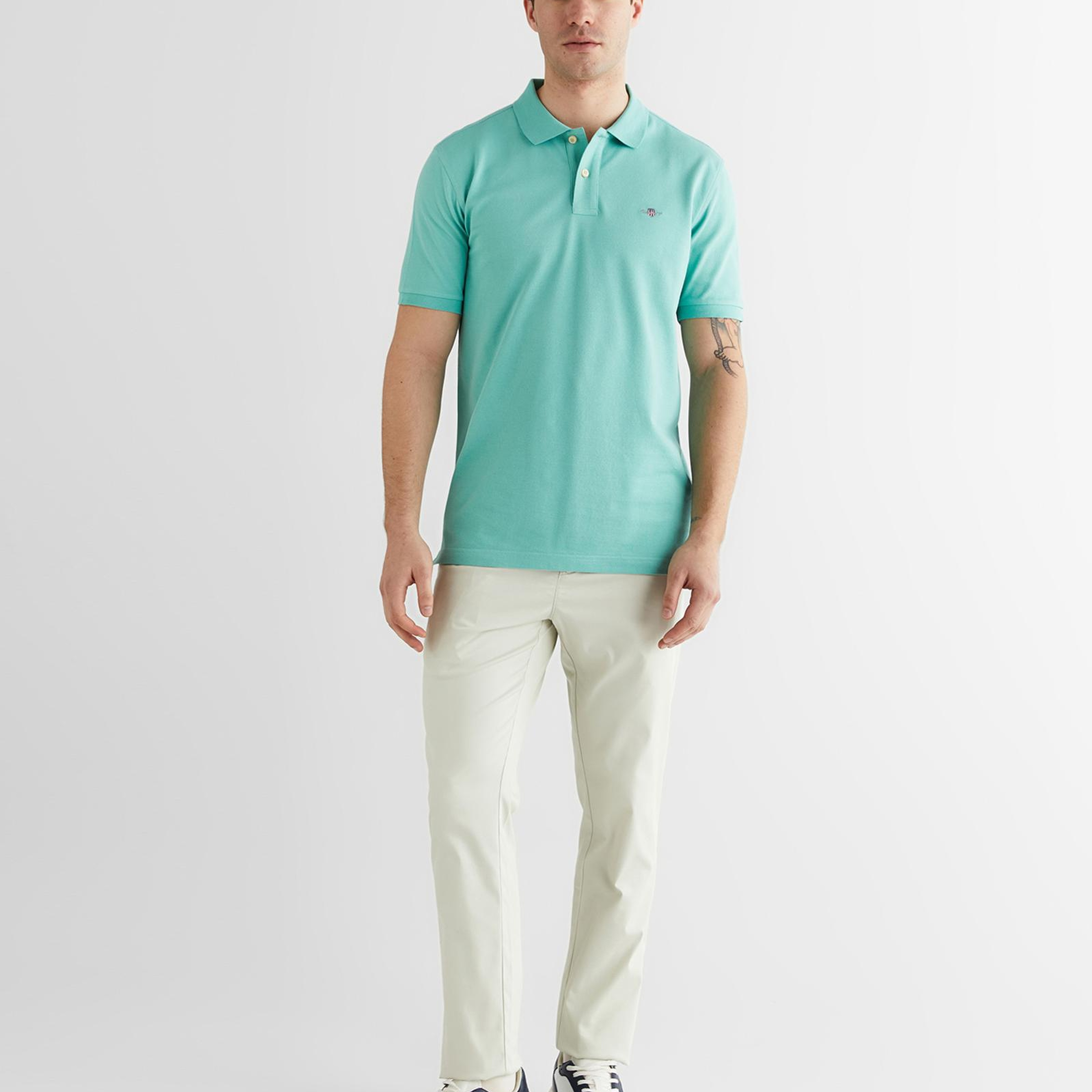 GANT Erkek Mavi Regular Fit Logolu Polo Yaka T-Shirt