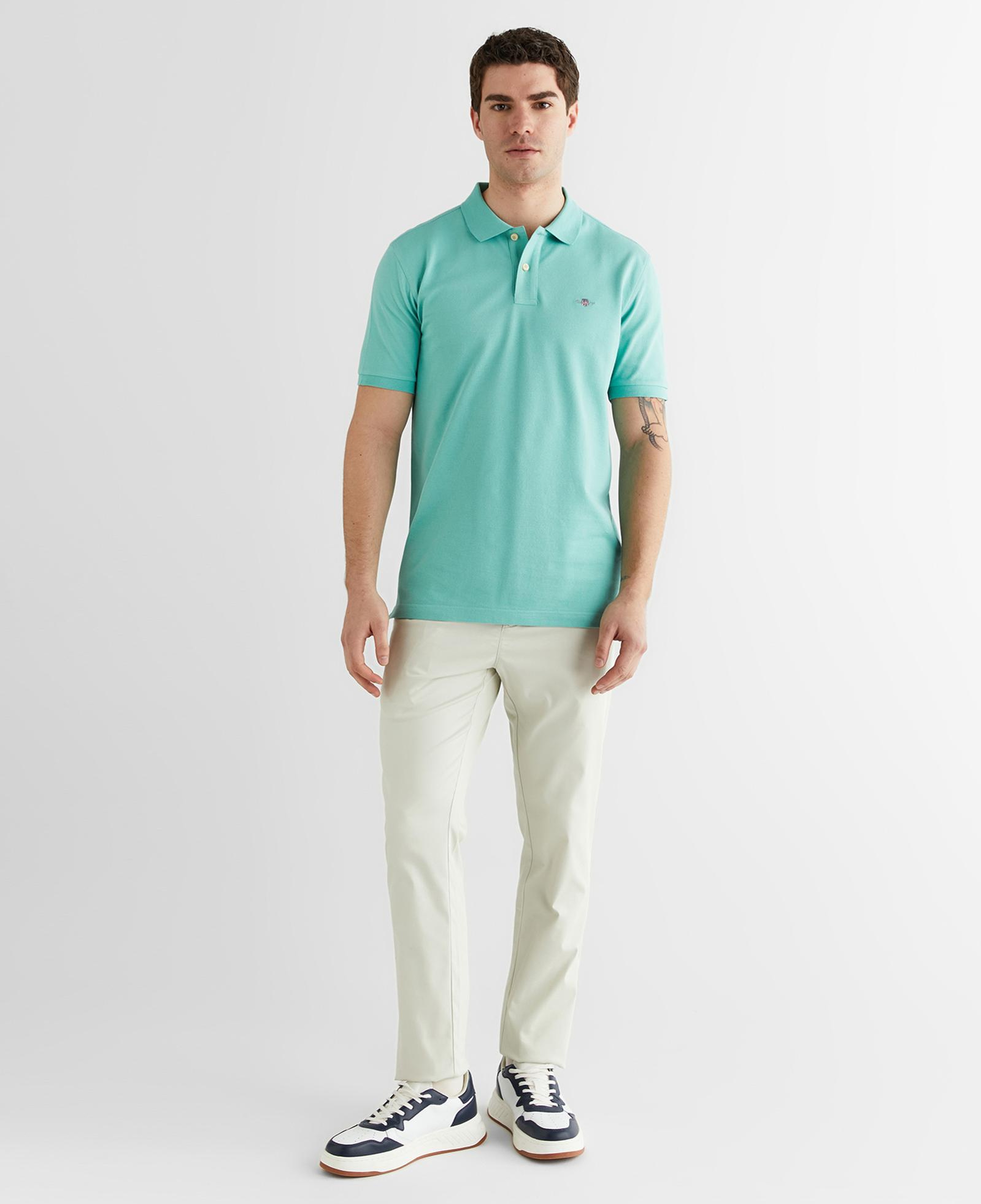 GANT Erkek Mavi Regular Fit Logolu Polo Yaka T-Shirt