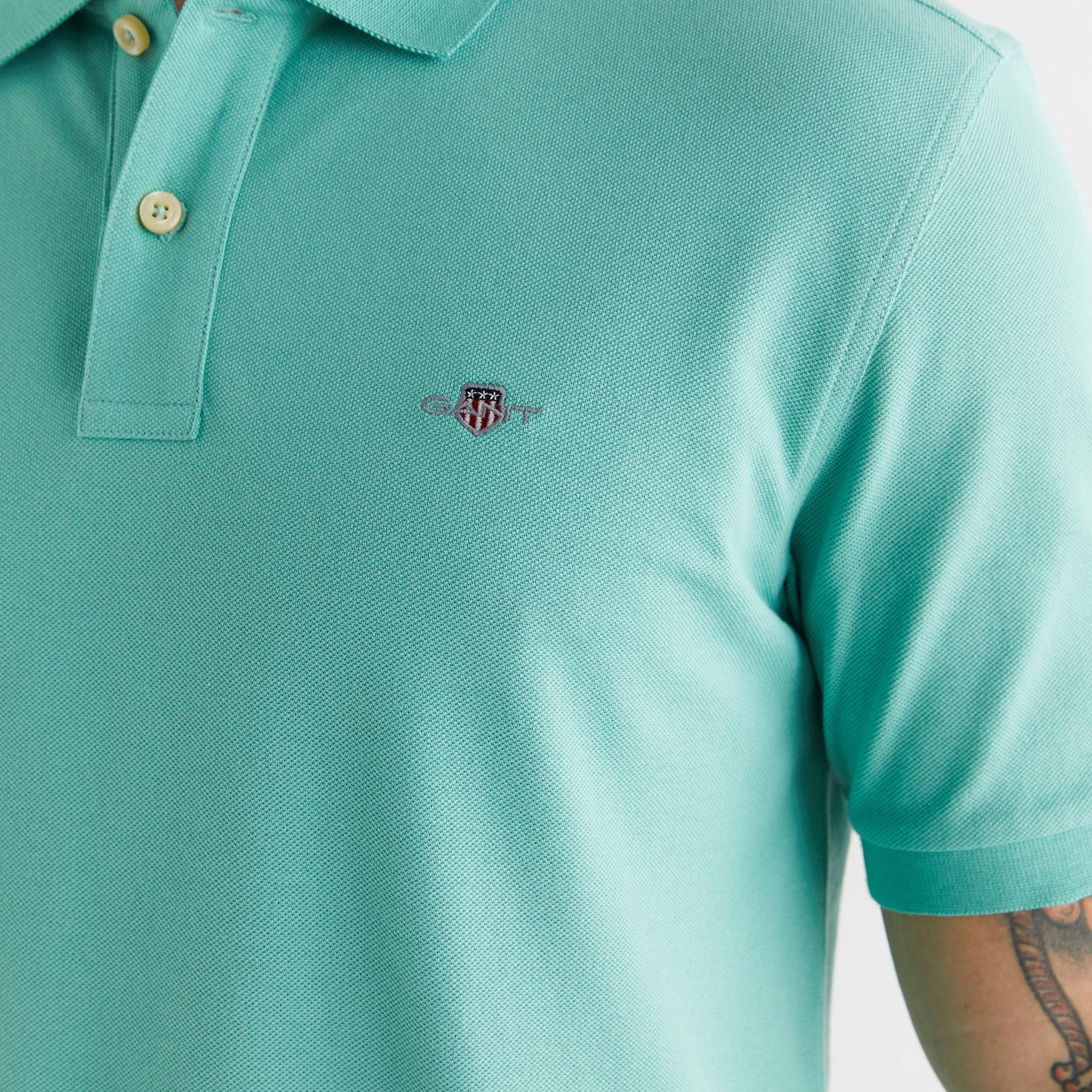 GANT Erkek Mavi Regular Fit Logolu Polo Yaka T-Shirt