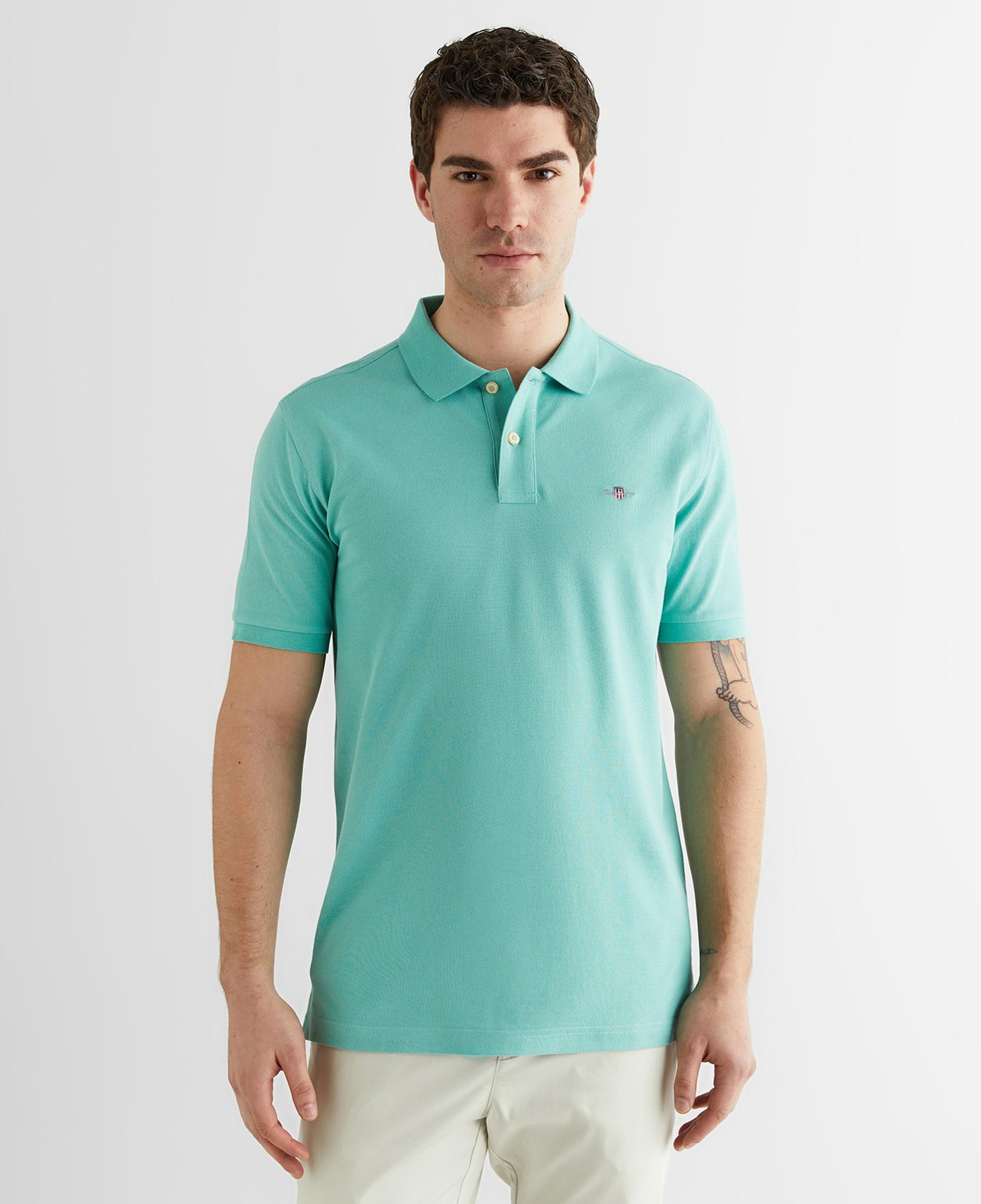 GANT Erkek Mavi Regular Fit Logolu Polo Yaka T-Shirt