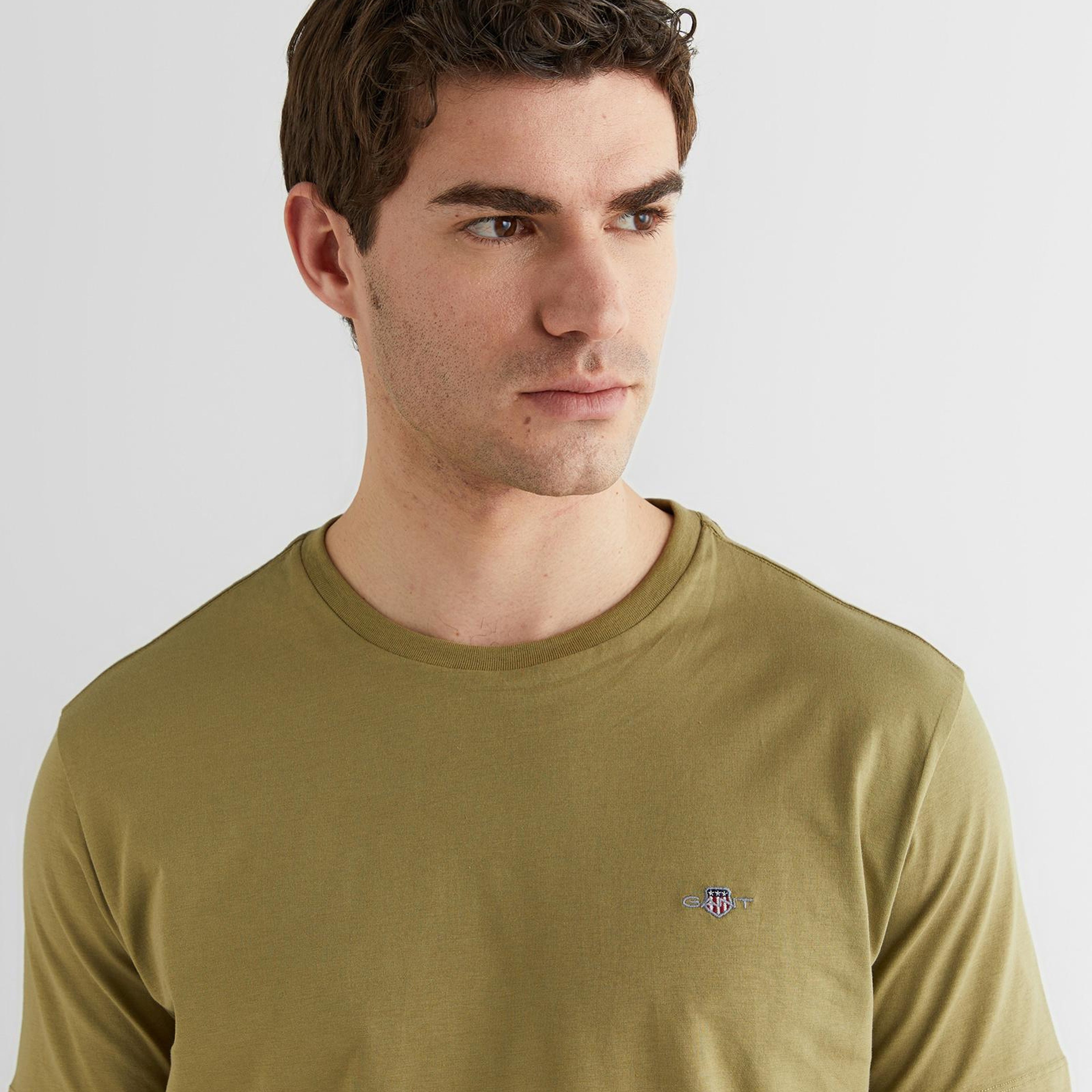 GANT Erkek Yeşil Bisiklet Yaka Regular Fit Logolu T-Shirt