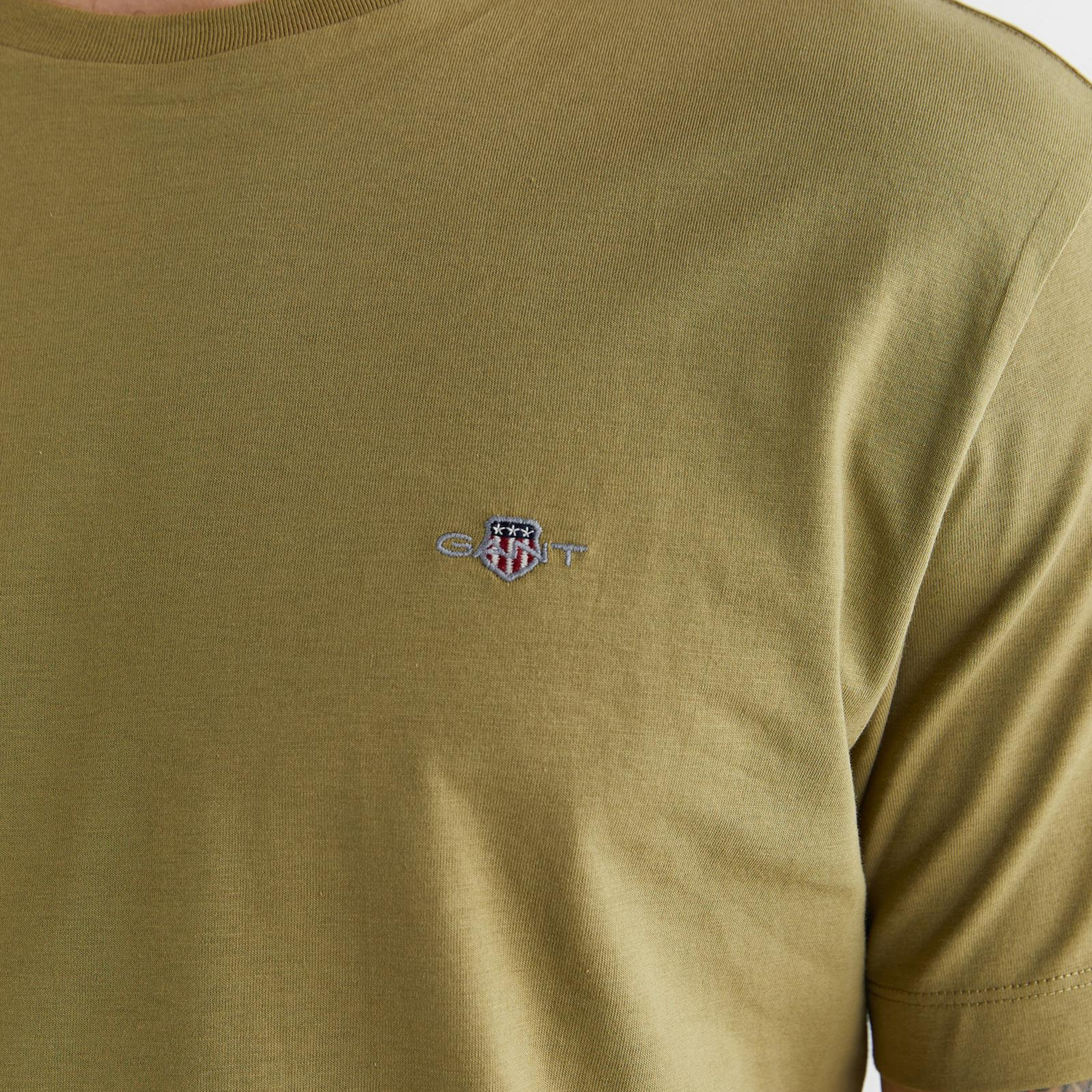 GANT Erkek Yeşil Bisiklet Yaka Regular Fit Logolu T-Shirt