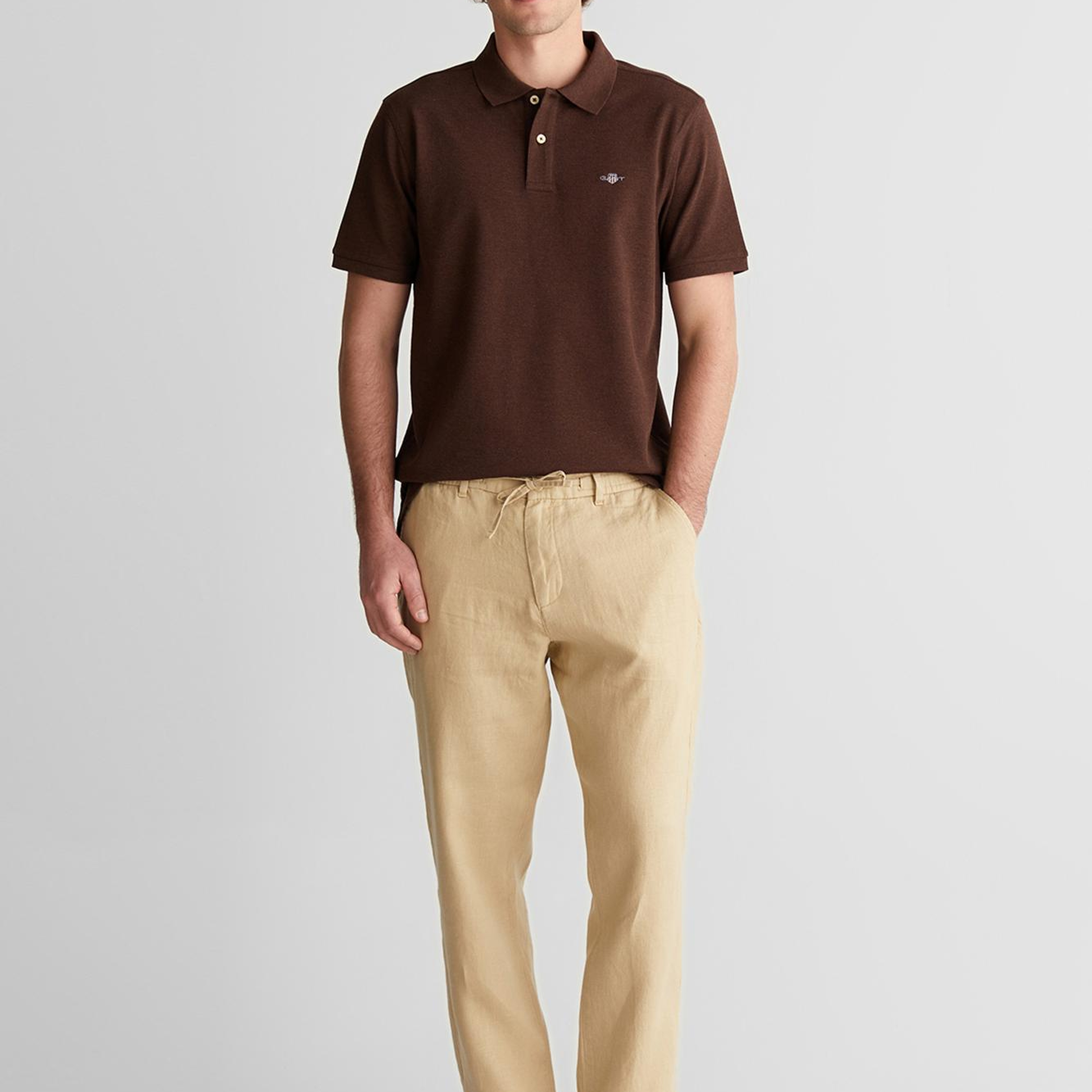 GANT Erkek Krem Regular Fit Logolu Polo Yaka T-Shirt