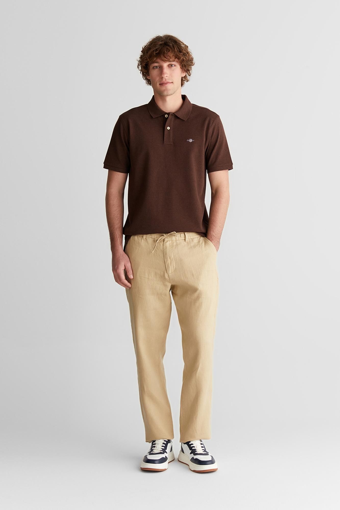 GANT Erkek Krem Regular Fit Logolu Polo Yaka T-Shirt