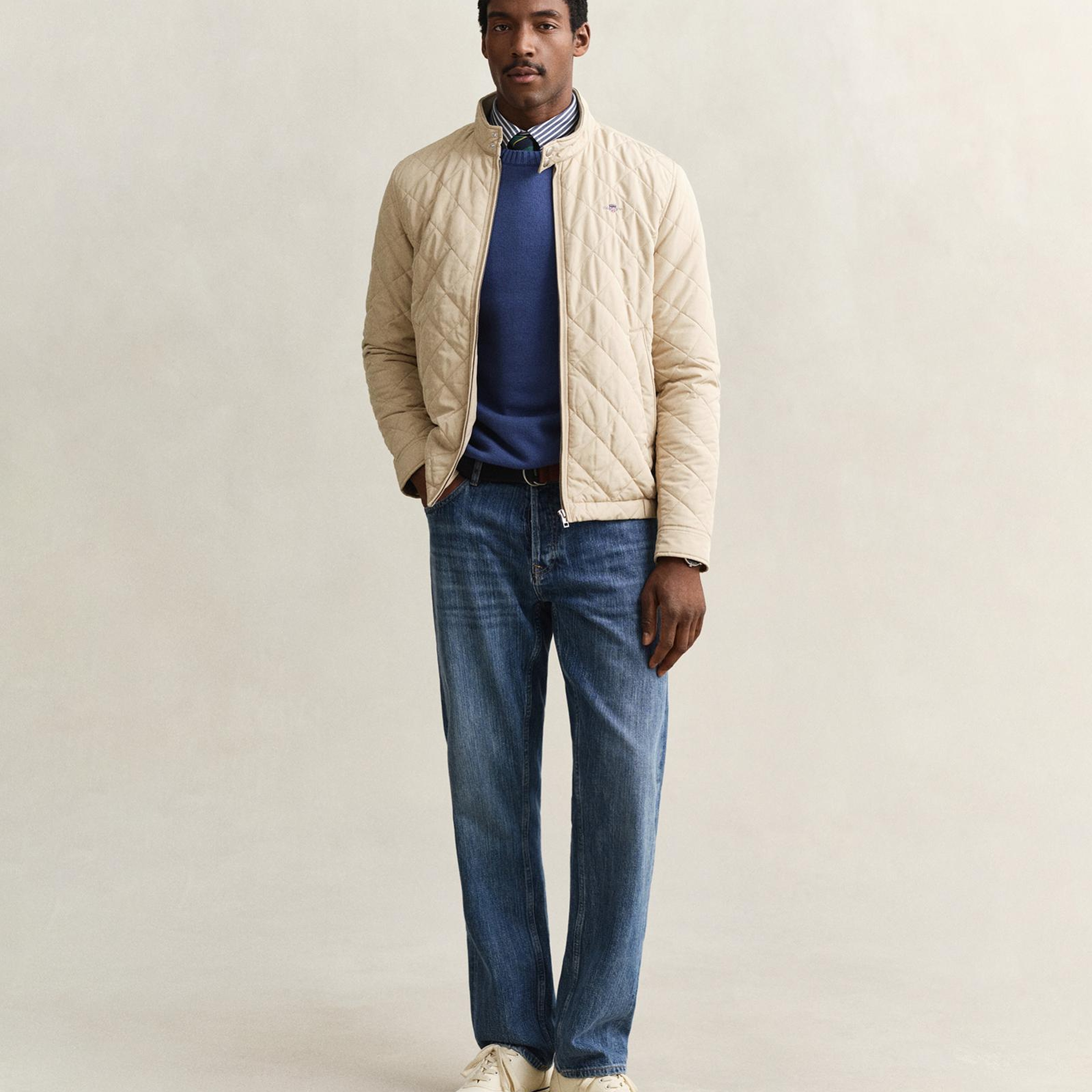 GANT Erkek Bej Dik Yaka Logolu Ceket