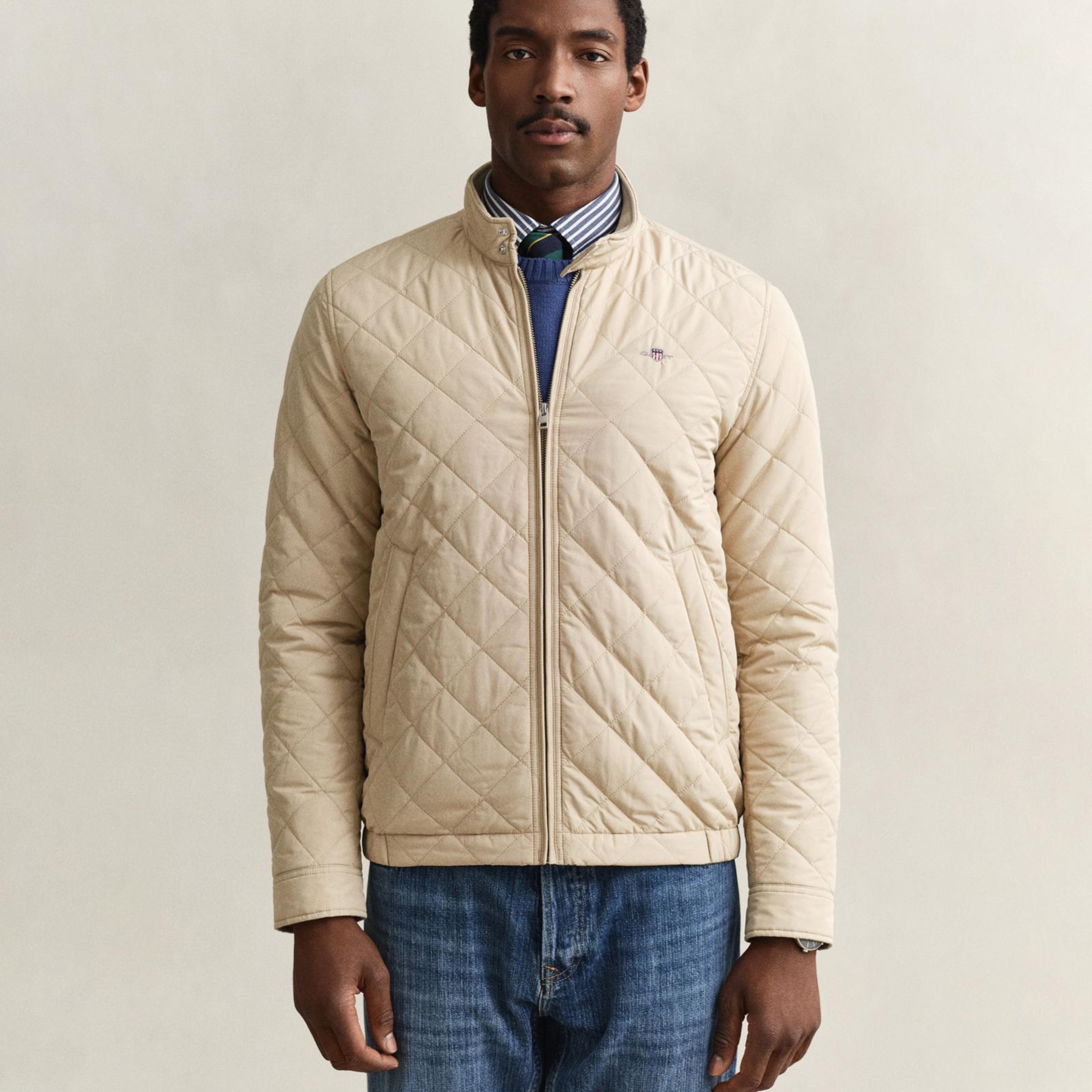 GANT Erkek Bej Dik Yaka Logolu Ceket