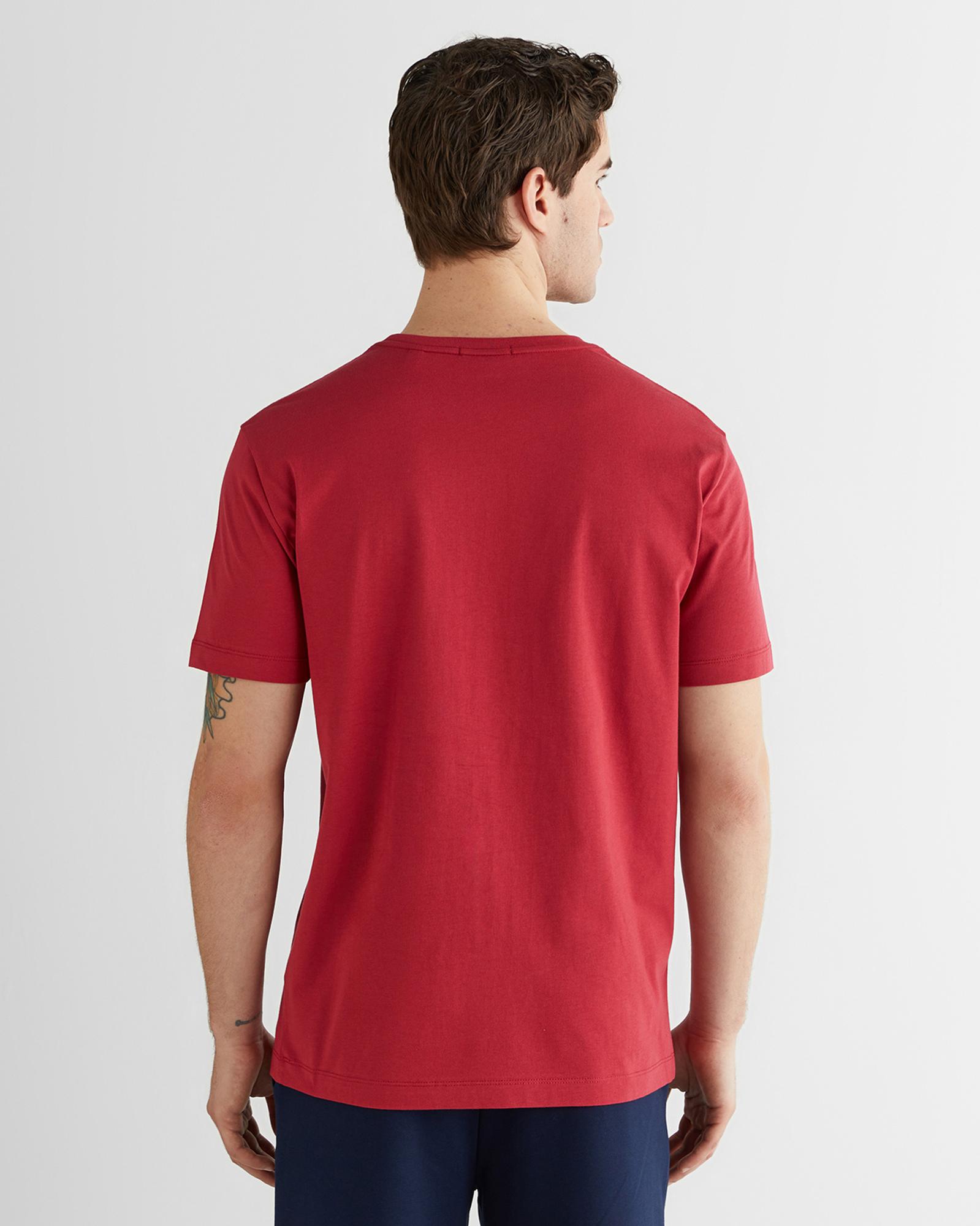 GANT Erkek Kırmızı Bisiklet Yaka Regular Fit Logolu T-Shirt