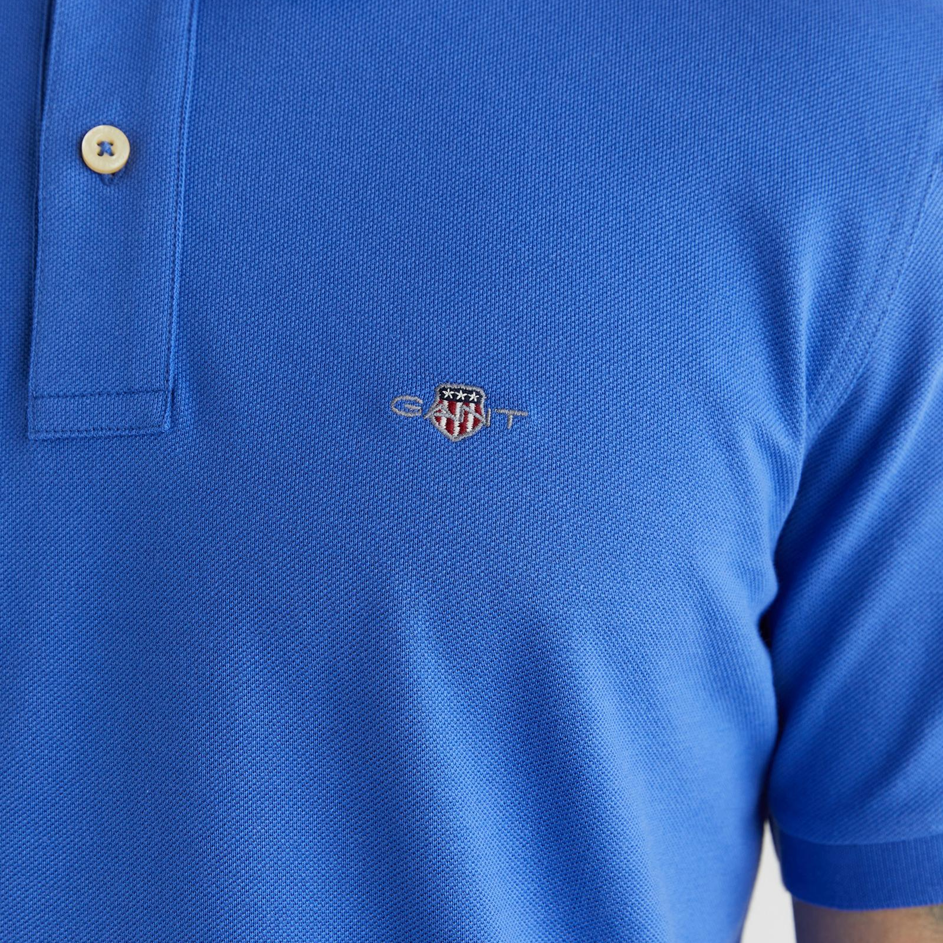GANT Erkek Mavi Regular Fit Logolu Polo Yaka T-Shirt