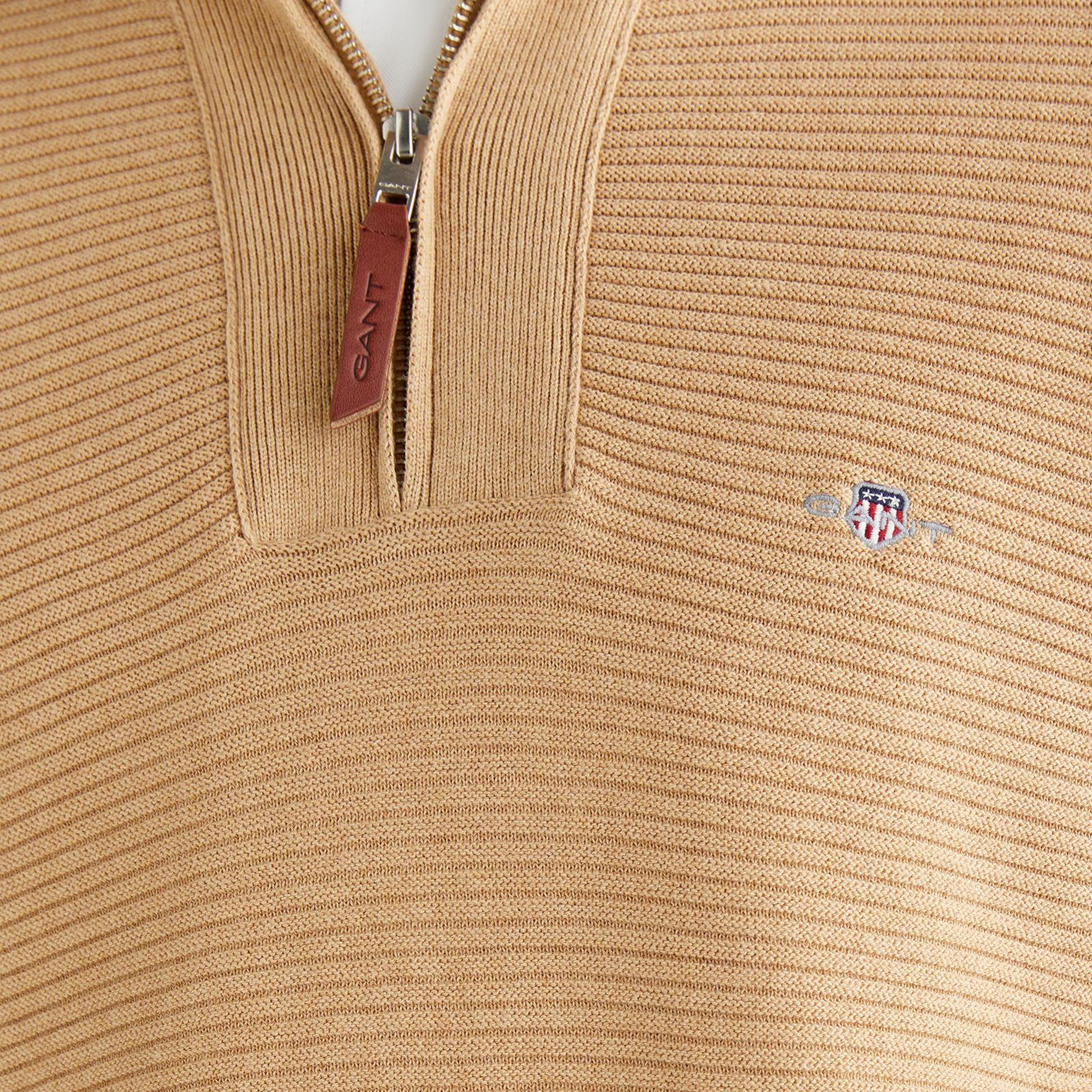 GANT Erkek Bej Regular Fit Yarım Fermuarlı Triko