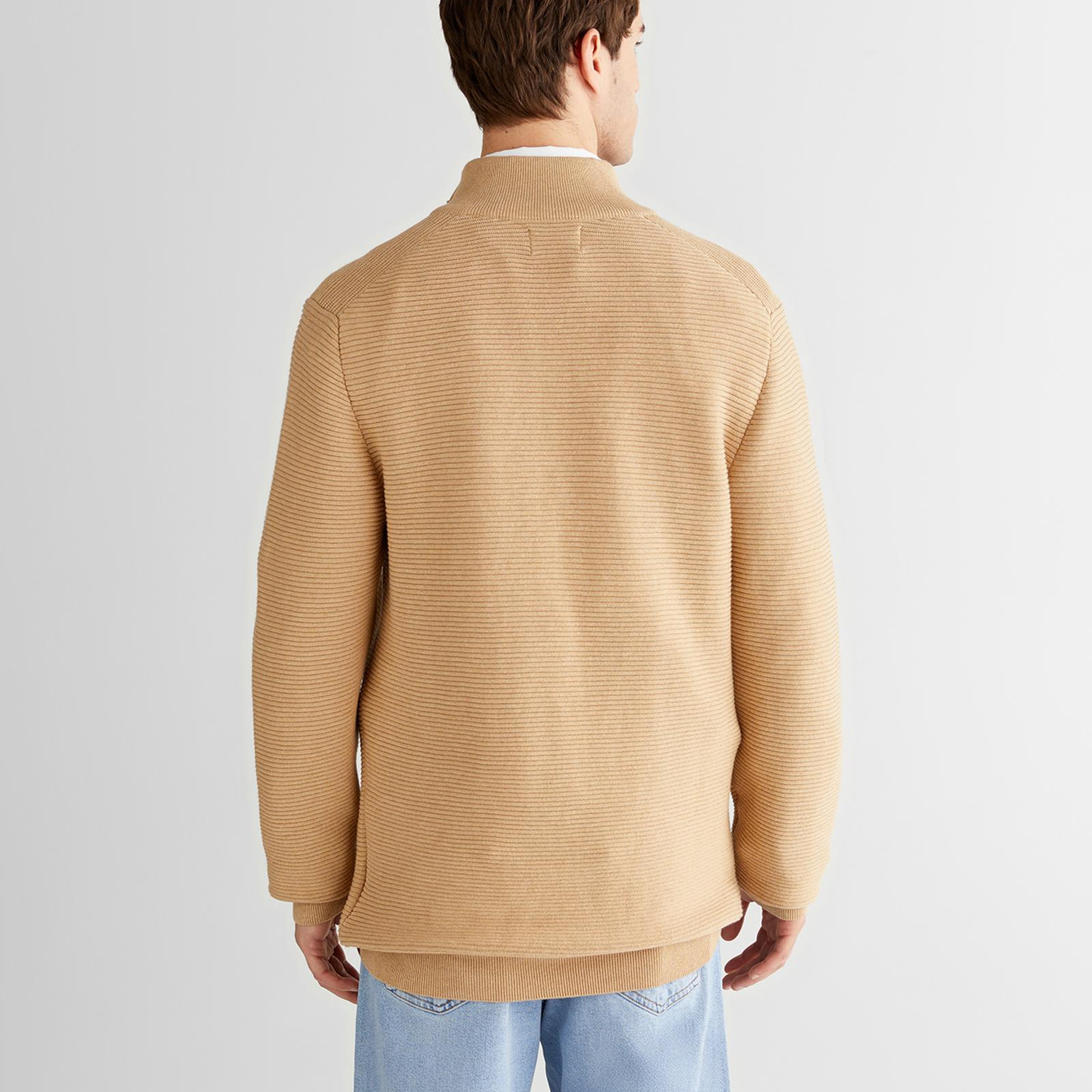 GANT Erkek Bej Regular Fit Yarım Fermuarlı Triko