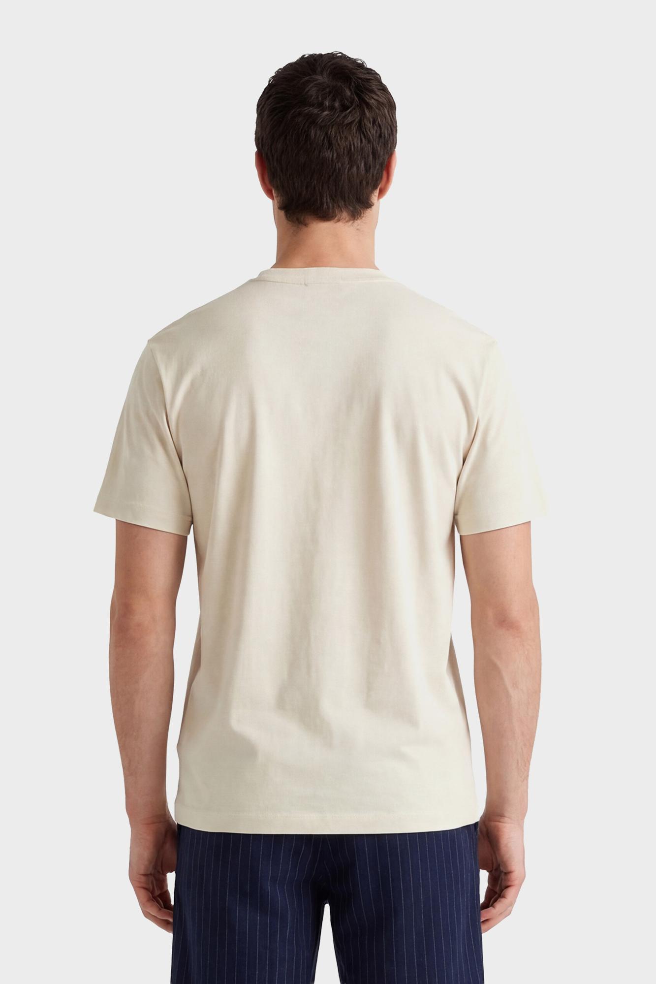GANT Erkek Krem Bisiklet Yaka Regular Fit Logolu T-Shirt