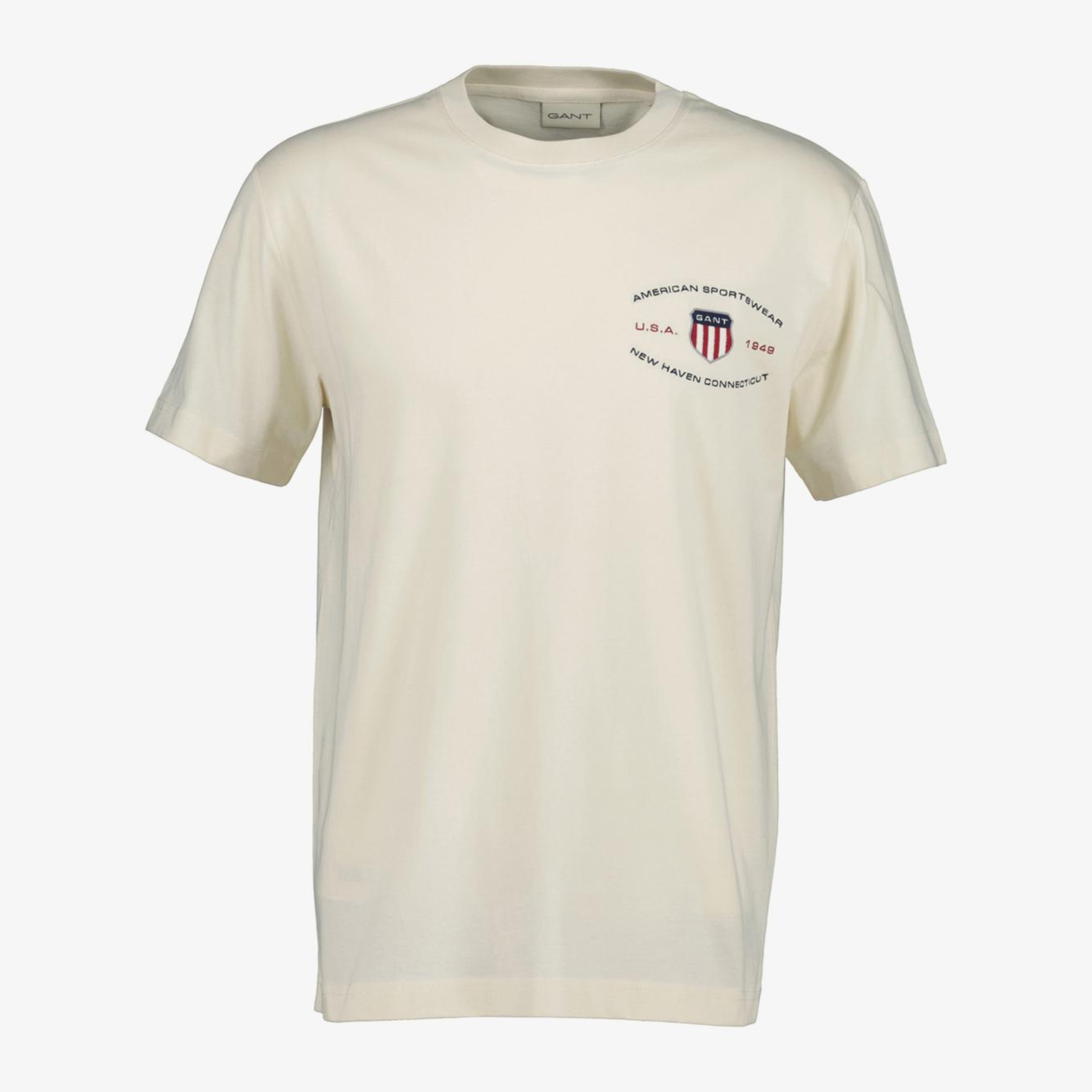 GANT Erkek Krem Bisiklet Yaka Regular Fit Logolu T-Shirt