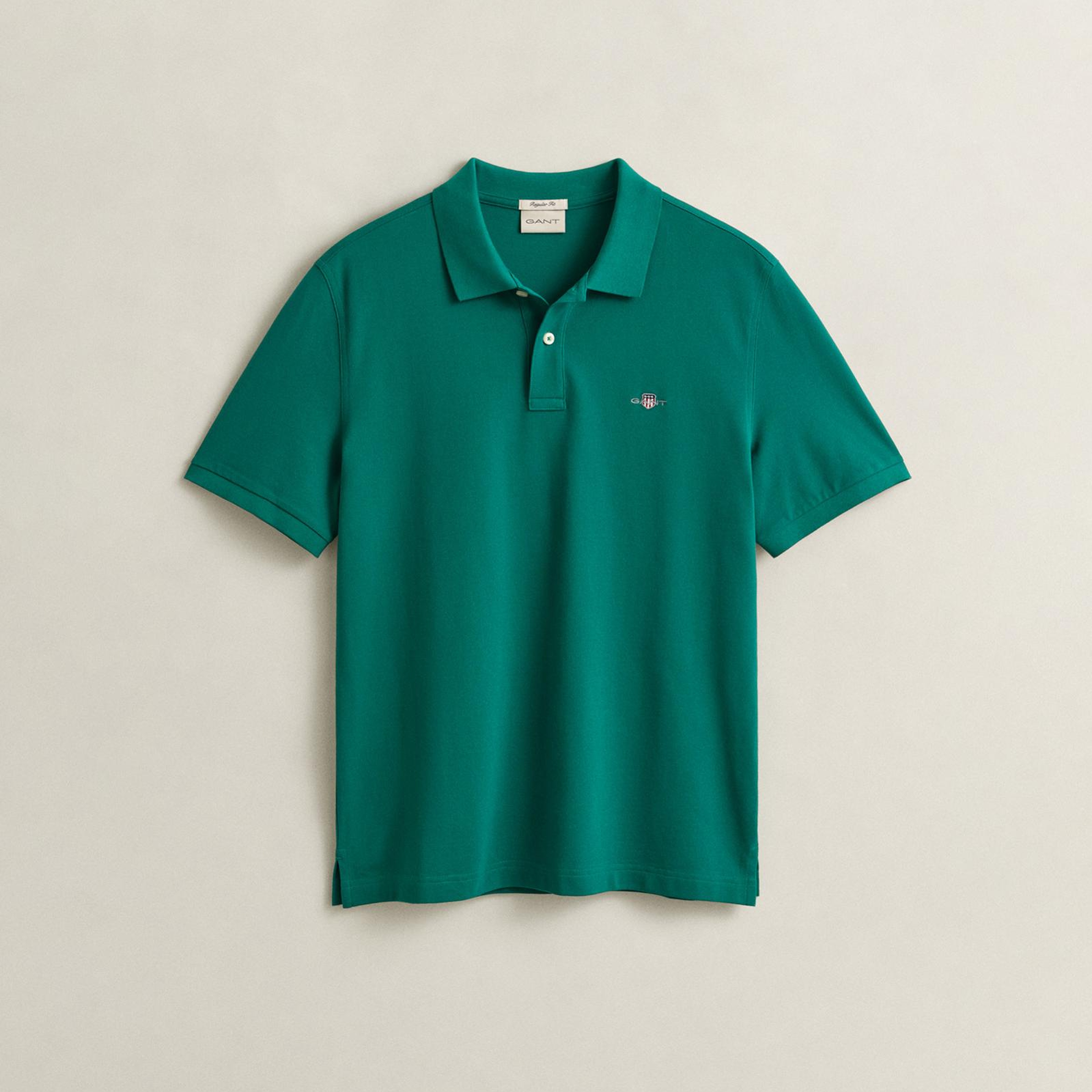 GANT Erkek Yeşil Regular Fit Logolu Polo Yaka T-Shirt