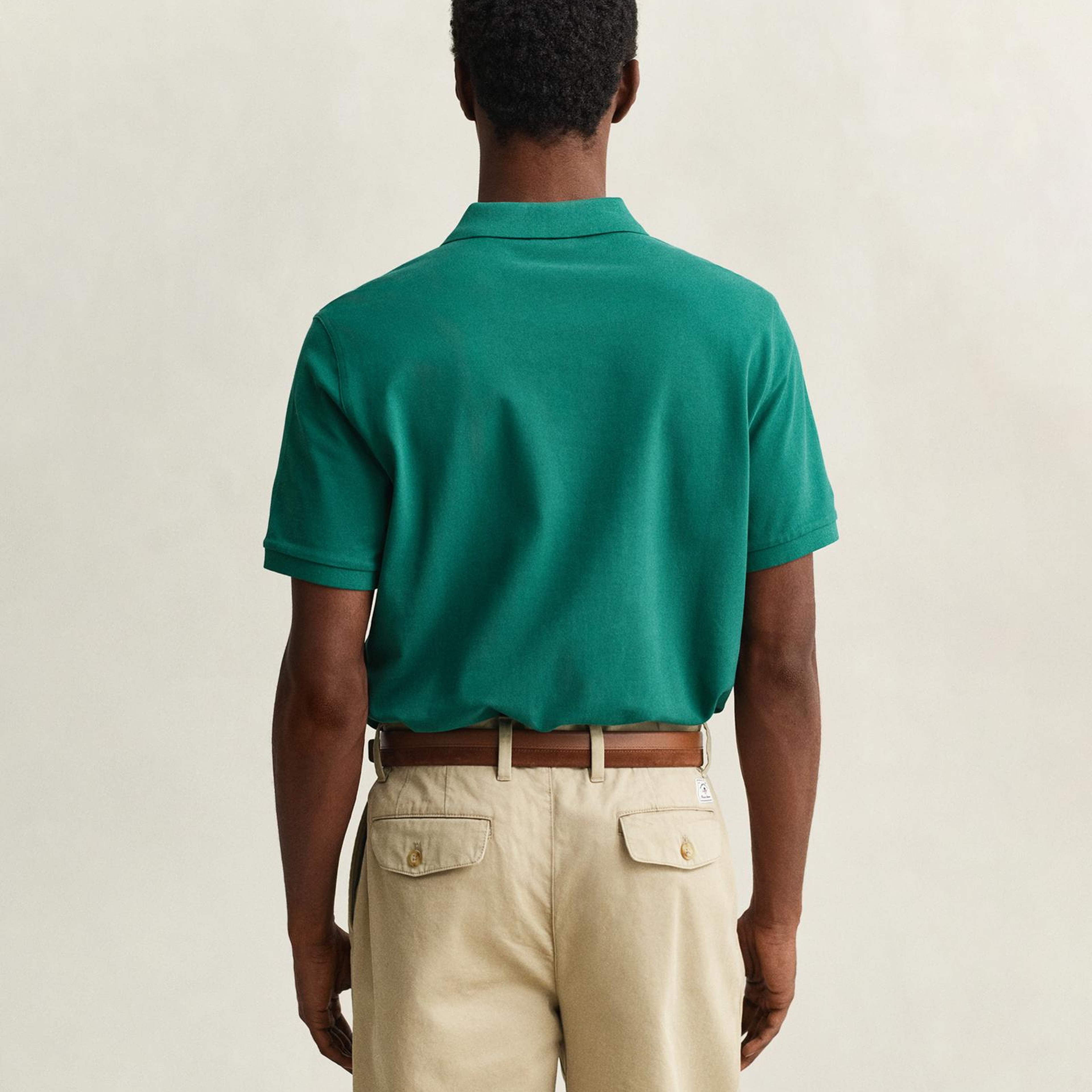 GANT Erkek Yeşil Regular Fit Logolu Polo Yaka T-Shirt