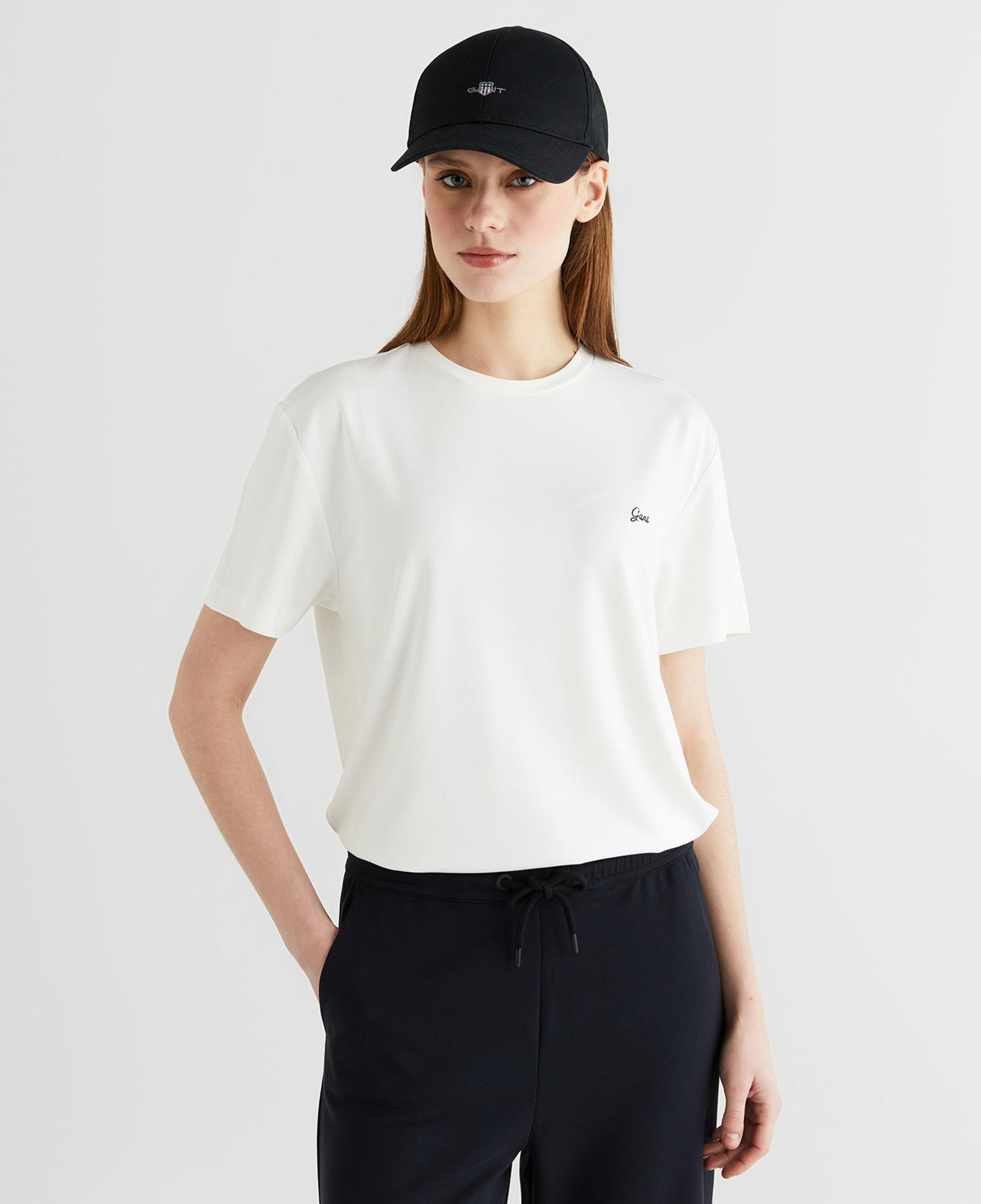 GANT Kadın Beyaz Bisiklet Yaka Regular Fit T-Shirt