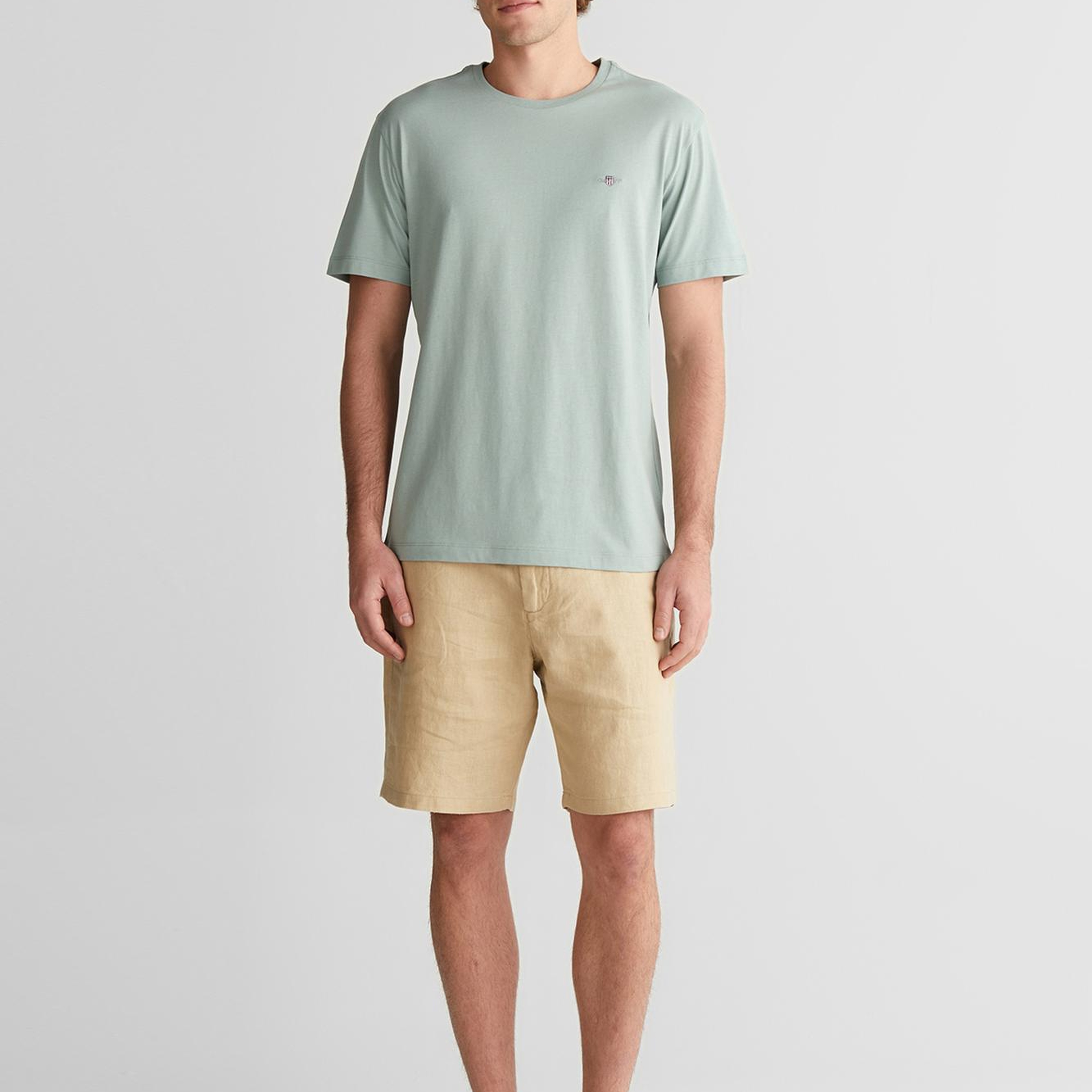 GANT Erkek Yeşil Bisiklet Yaka Regular Fit Logolu T-Shirt