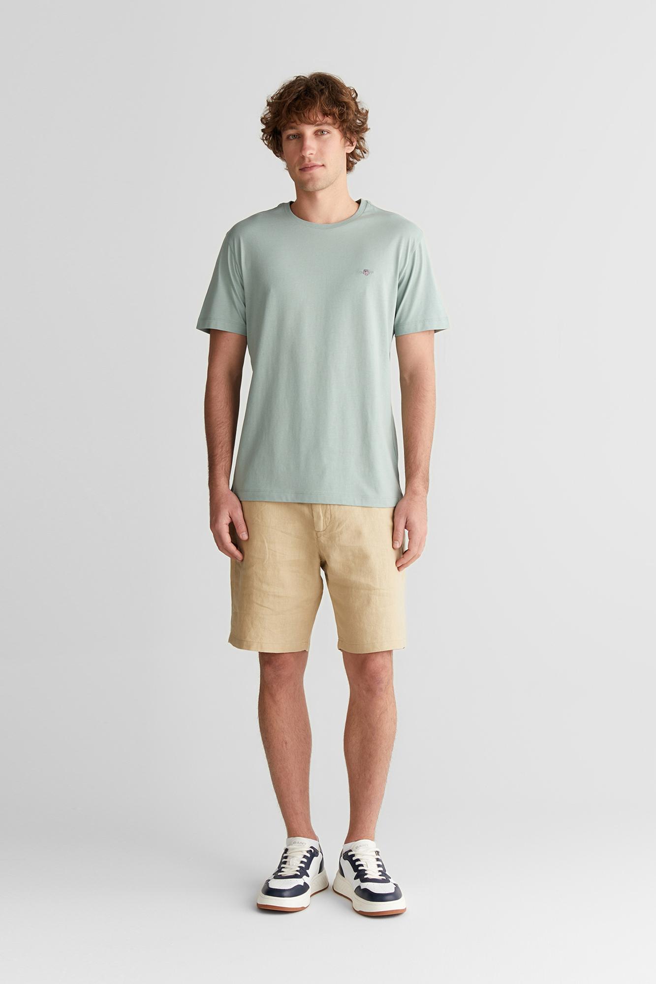 GANT Erkek Yeşil Bisiklet Yaka Regular Fit Logolu T-Shirt