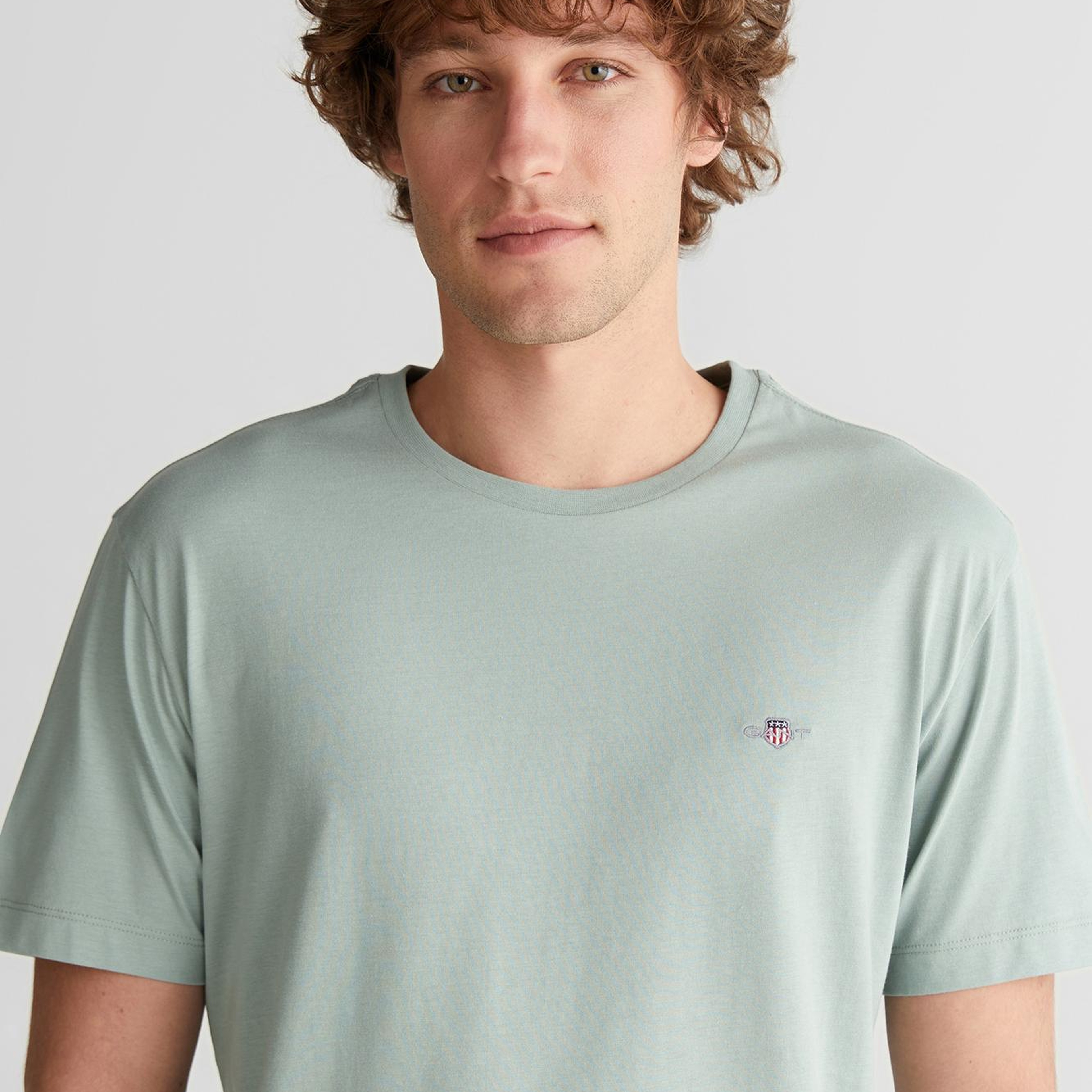 GANT Erkek Yeşil Bisiklet Yaka Regular Fit Logolu T-Shirt