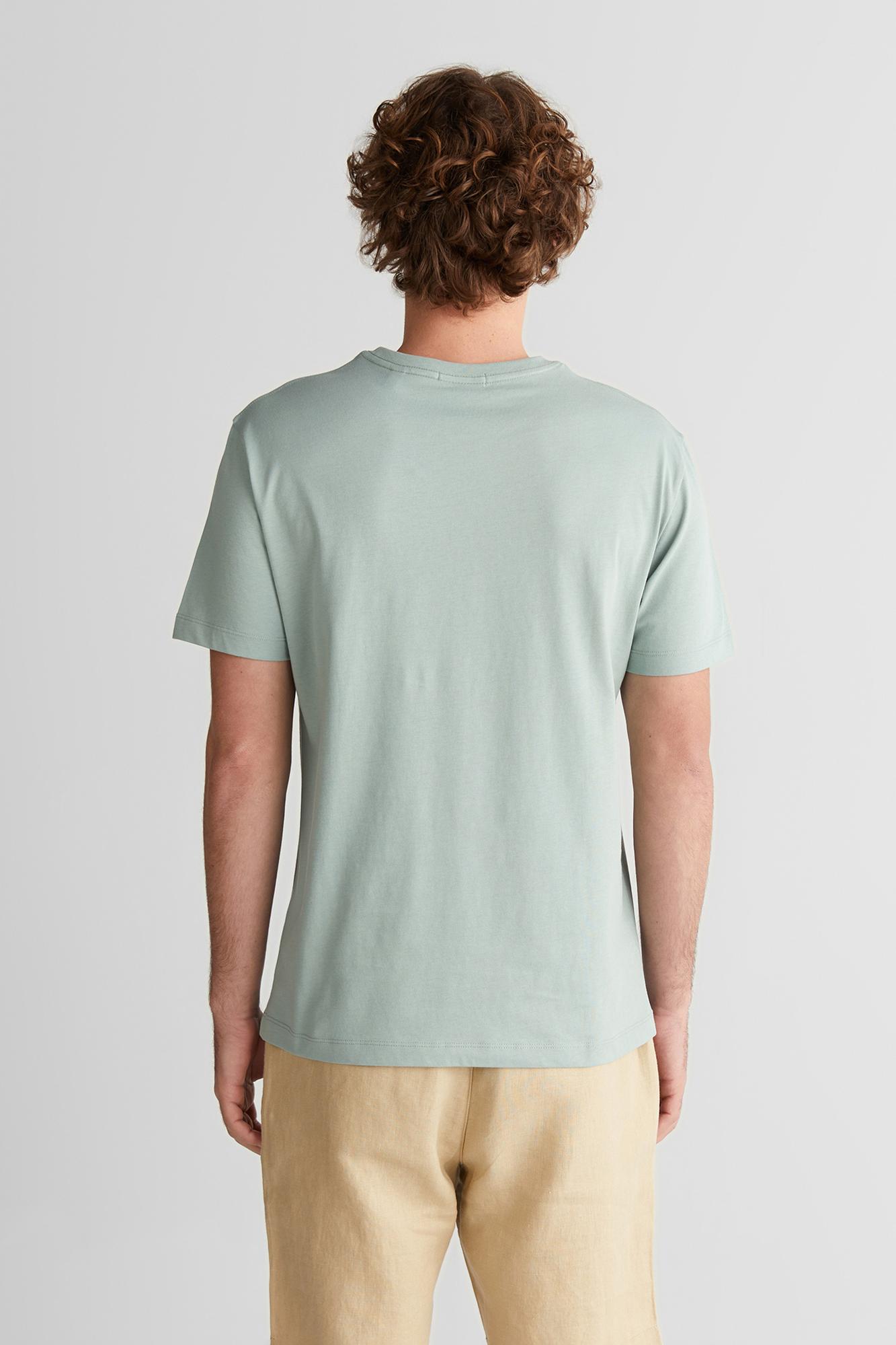 GANT Erkek Yeşil Bisiklet Yaka Regular Fit Logolu T-Shirt