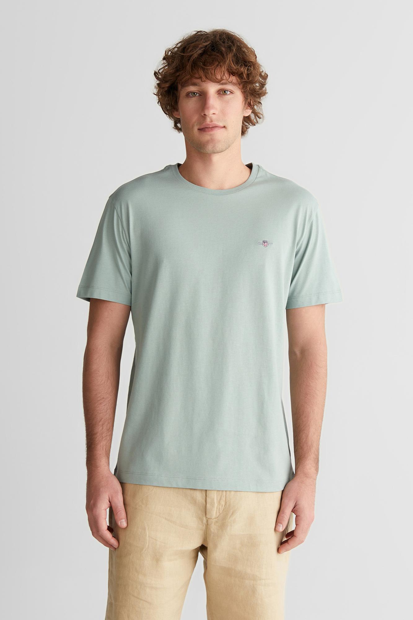 GANT Erkek Yeşil Bisiklet Yaka Regular Fit Logolu T-Shirt