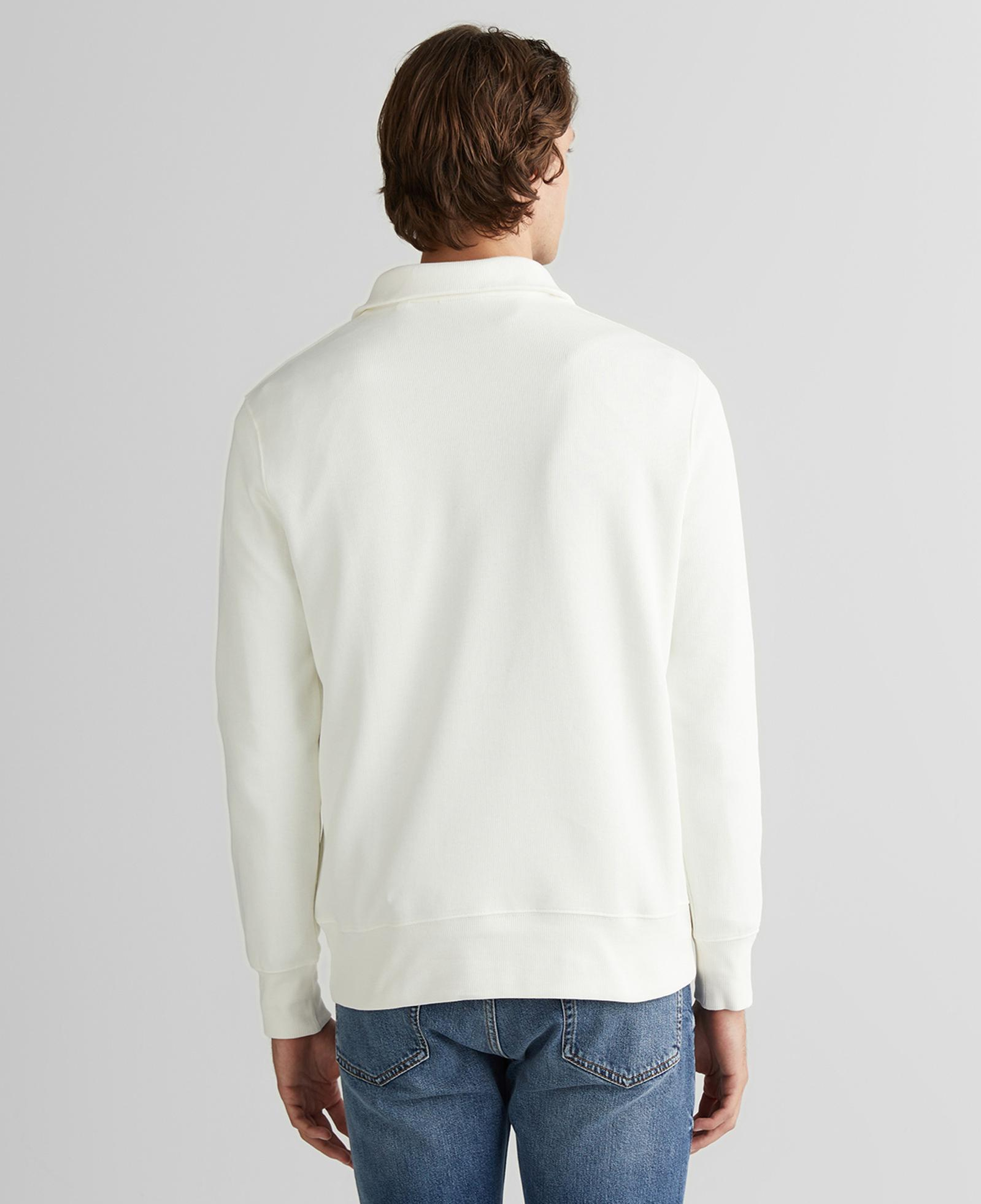 GANT Erkek Beyaz Regular Fit Yarım Fermuarlı Sweatshirt