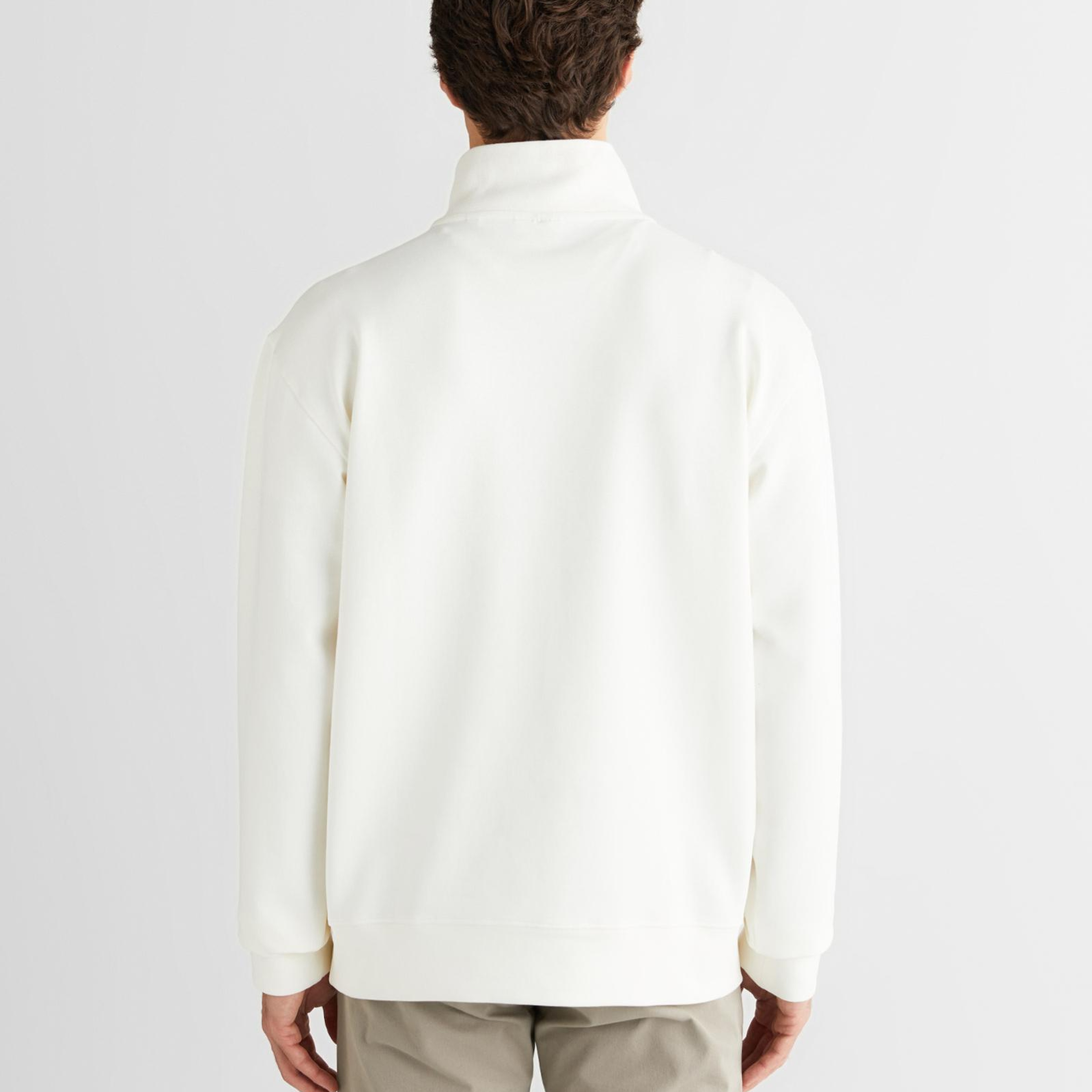 GANT Erkek Beyaz Relaxed Fit Yarım Fermuarlı Sweatshirt