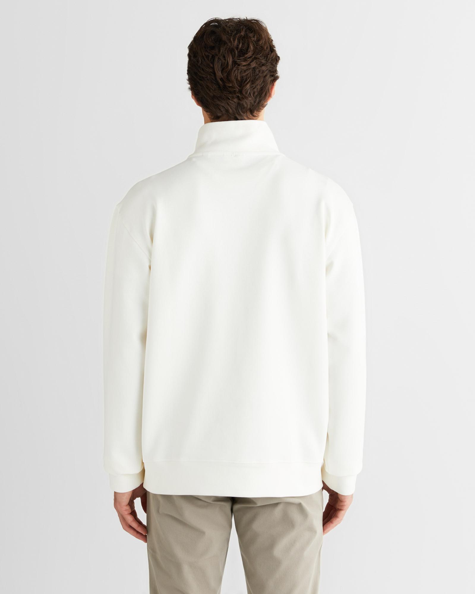 GANT Erkek Beyaz Relaxed Fit Yarım Fermuarlı Sweatshirt