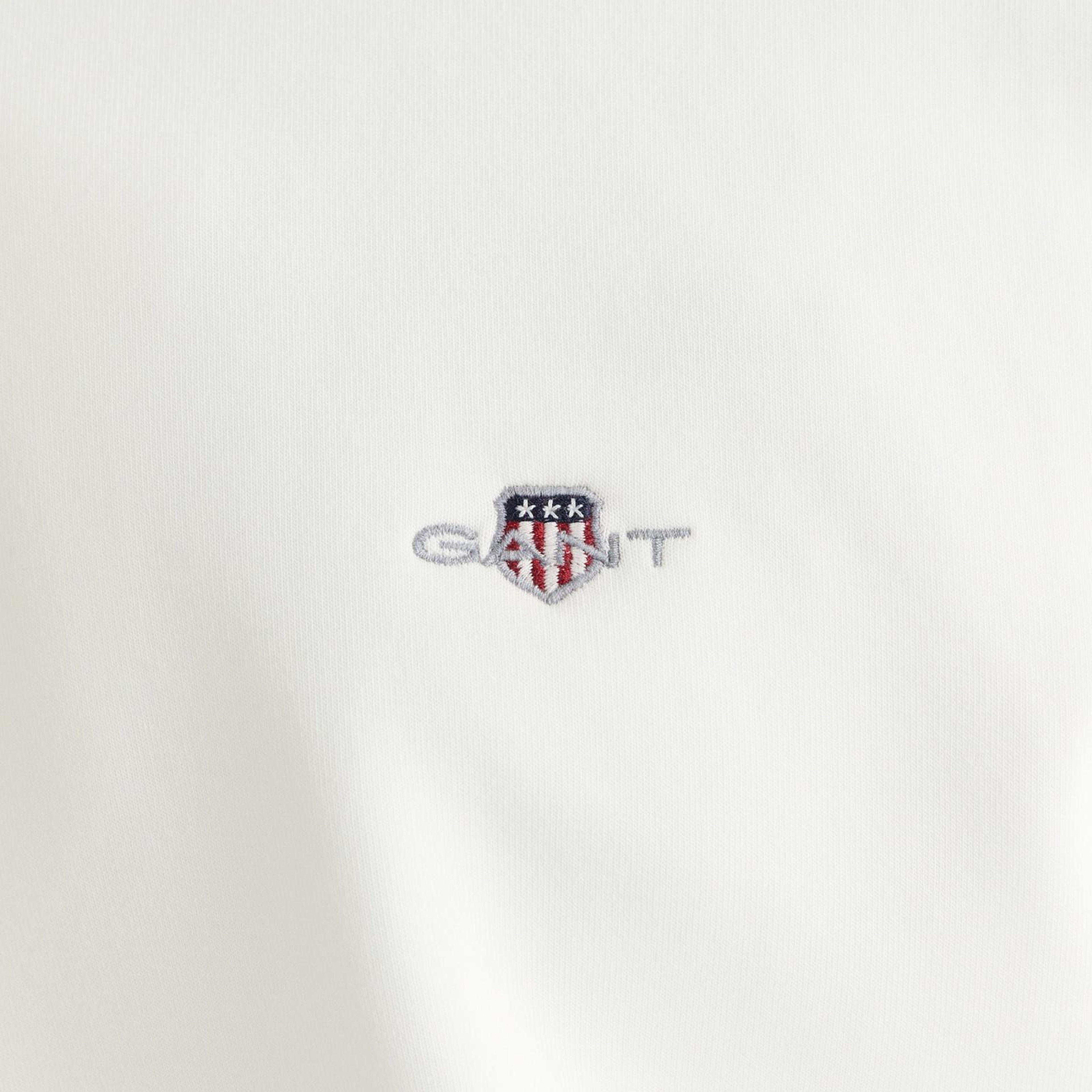 GANT Erkek Beyaz Relaxed Fit Yarım Fermuarlı Sweatshirt