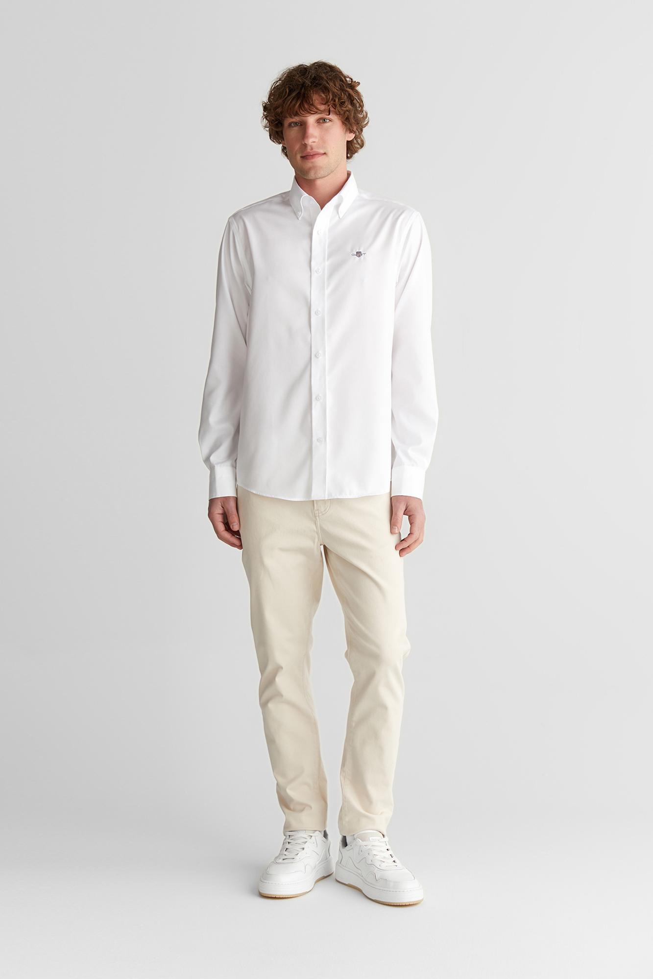 GANT Erkek Beyaz Düğmeli Yaka Logolu Gömlek