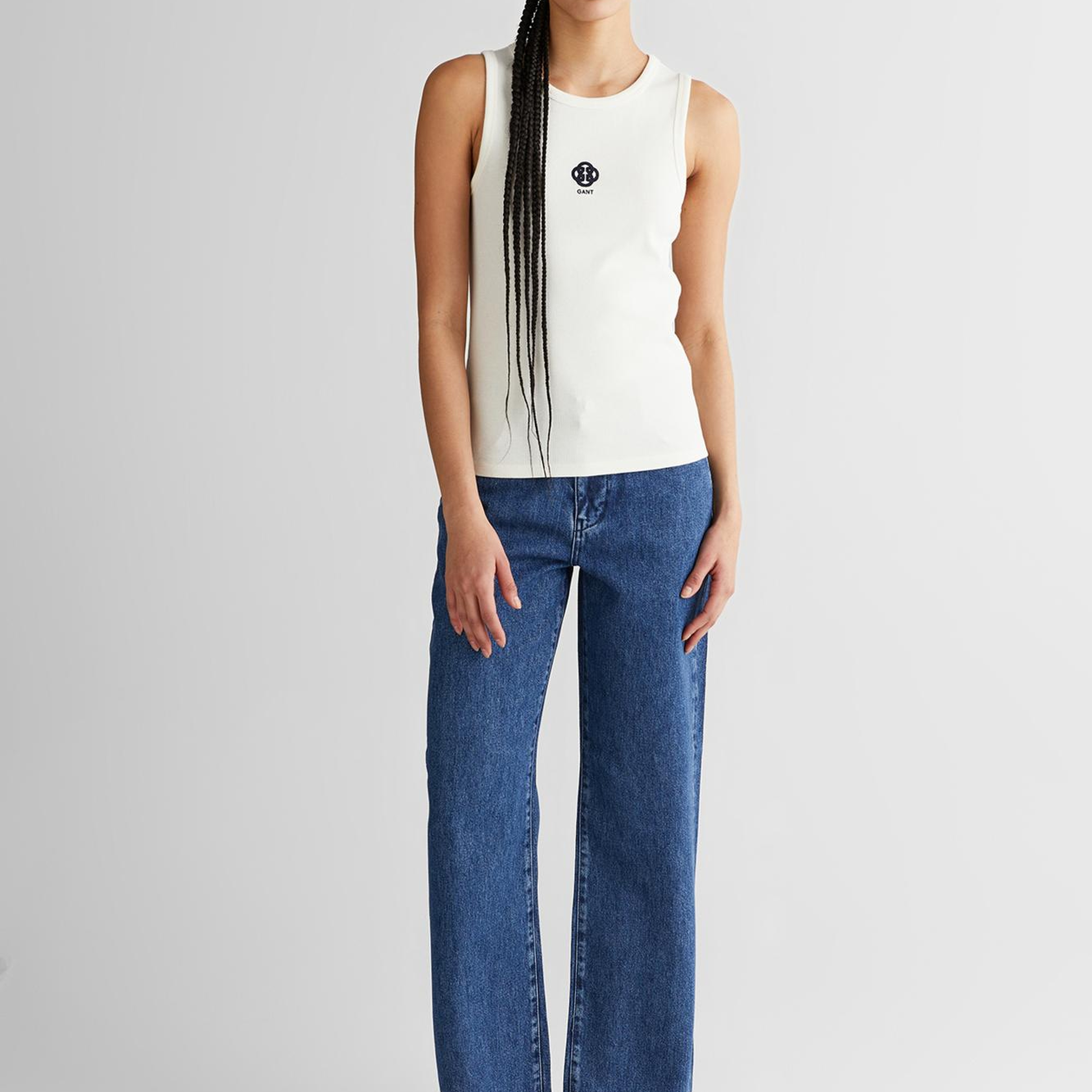 GANT Kadın Beyaz Bisiklet Yaka Regular Fit T-Shirt