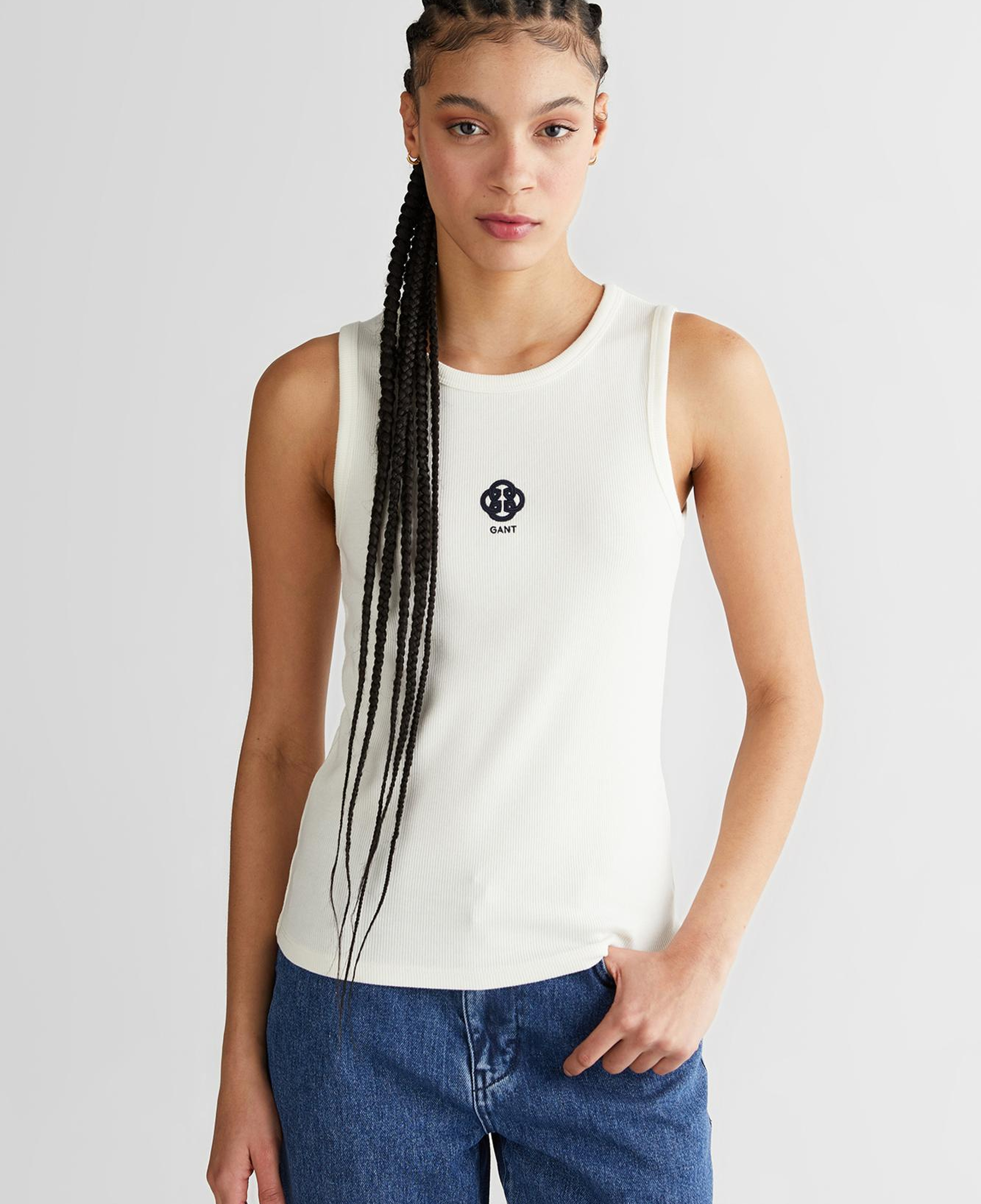 GANT Kadın Beyaz Bisiklet Yaka Regular Fit T-Shirt