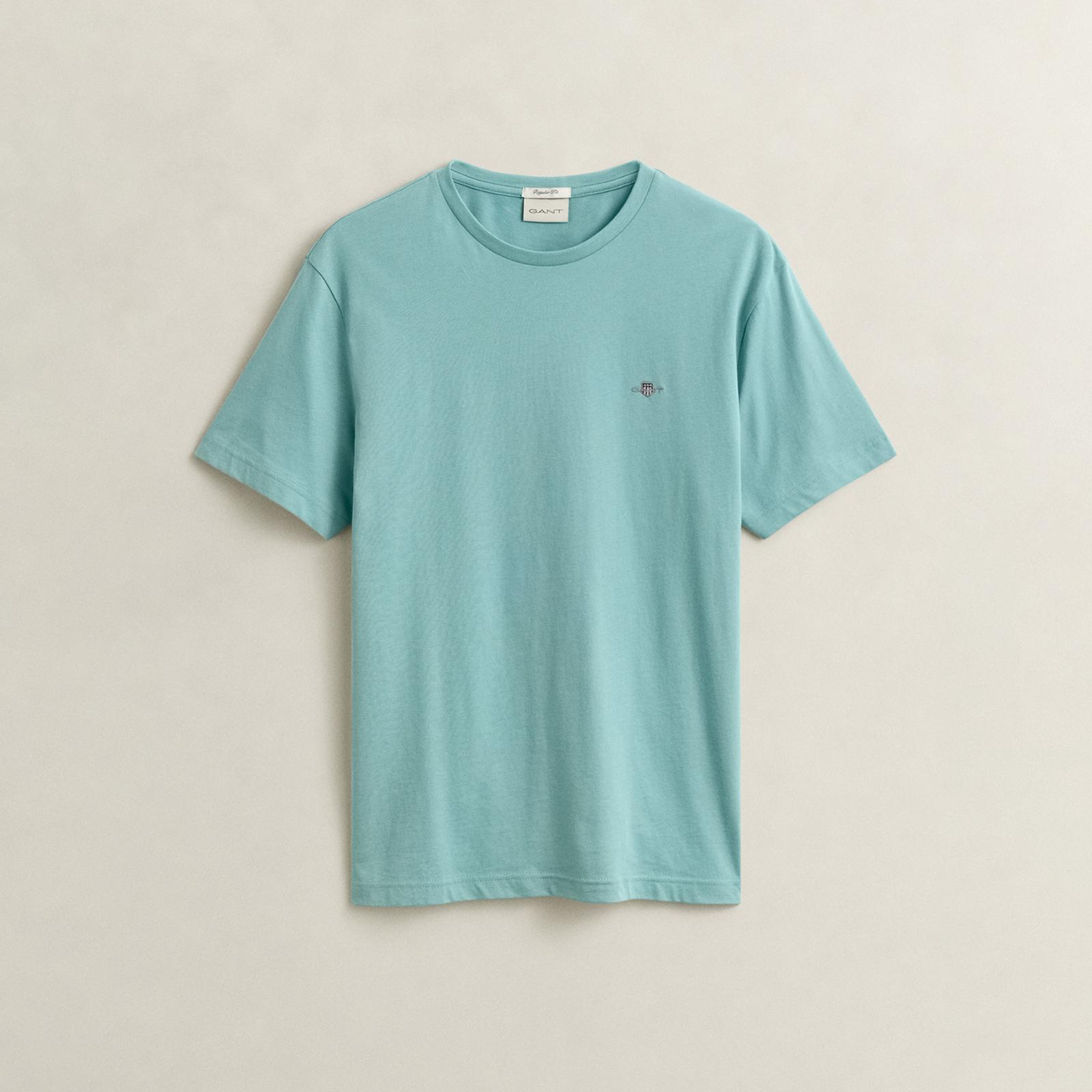 GANT Erkek Mavi Bisiklet Yaka Regular Fit Logolu T-Shirt