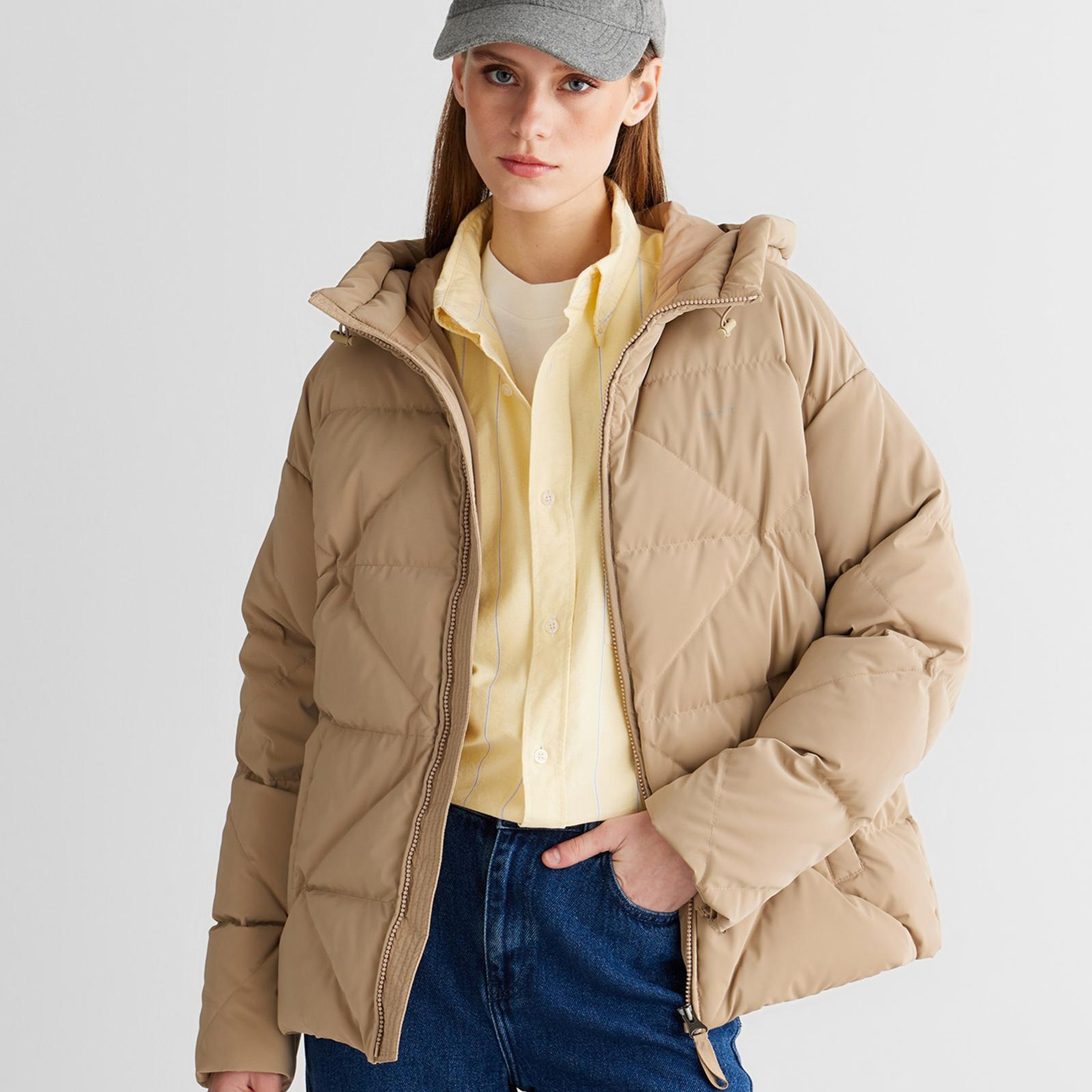 GANT Kadın Bej Regular Fit Fermuarlı Ceket