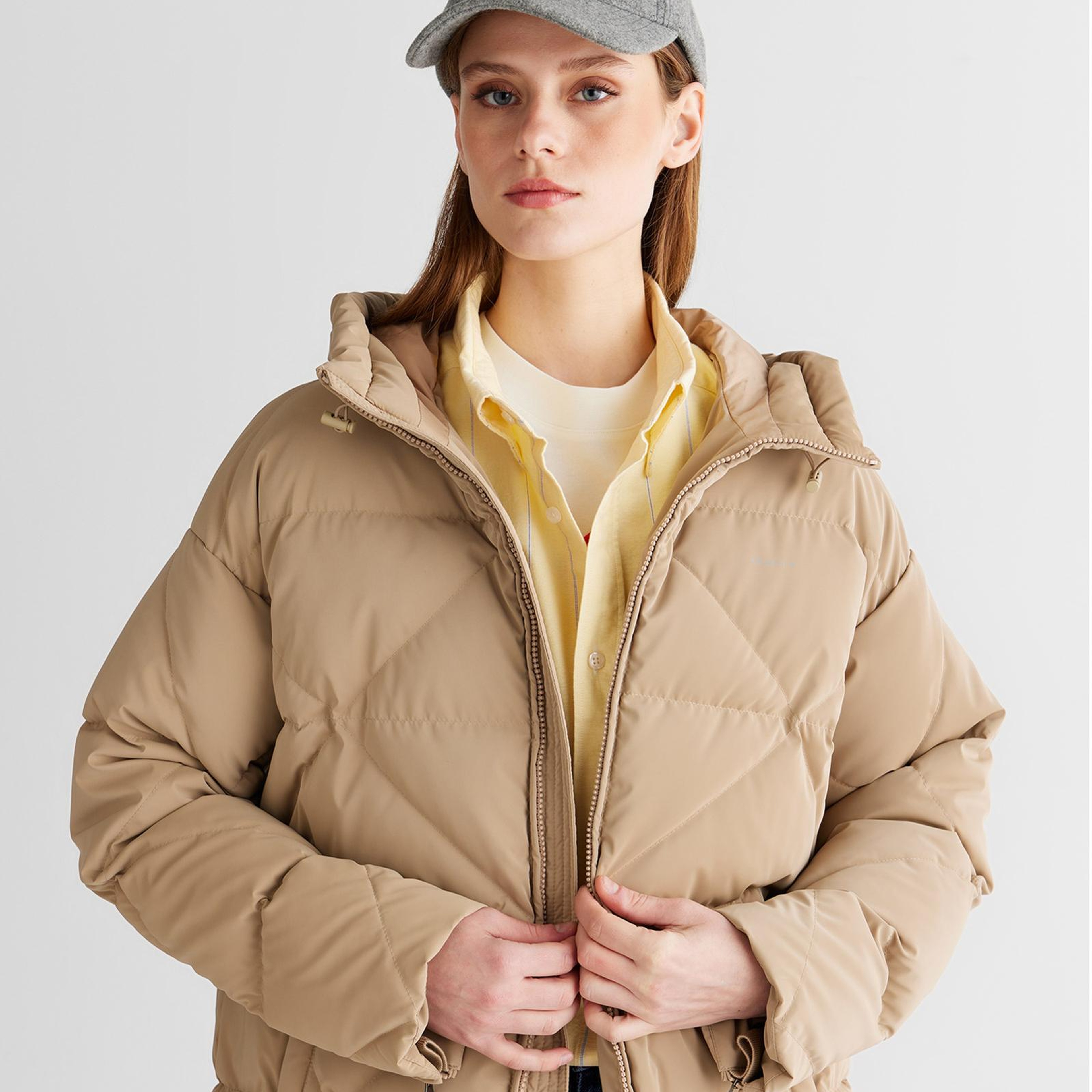 GANT Kadın Bej Regular Fit Fermuarlı Ceket