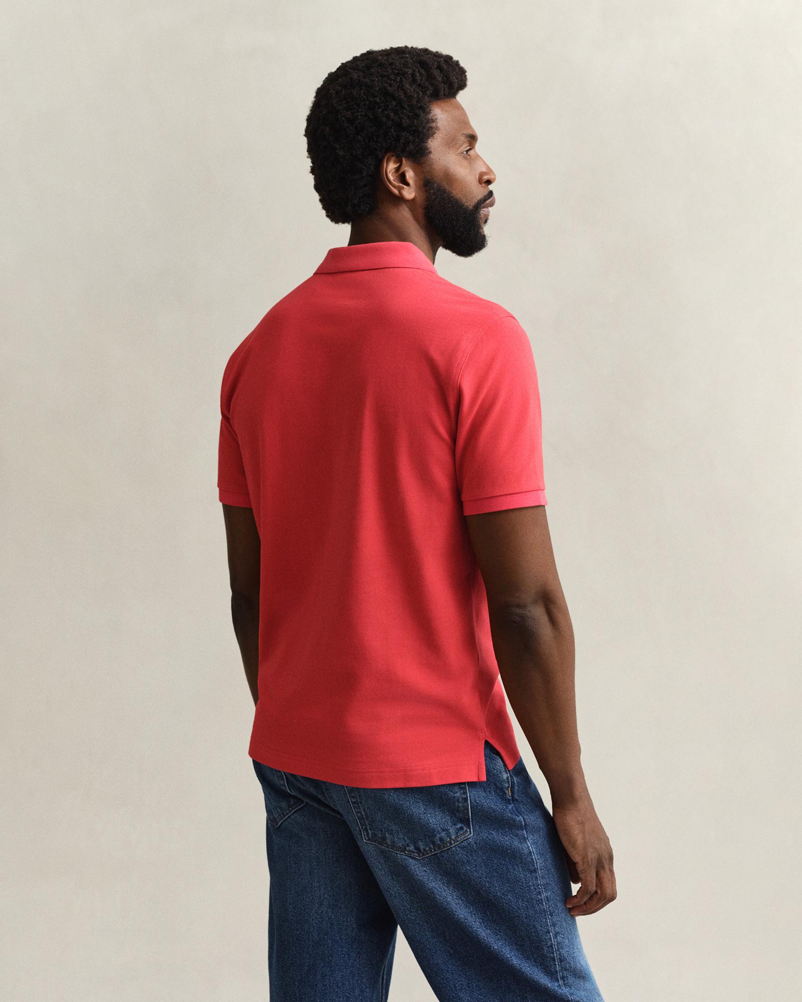 GANT Erkek Kırmızı Regular Fit Logolu Polo Yaka T-Shirt