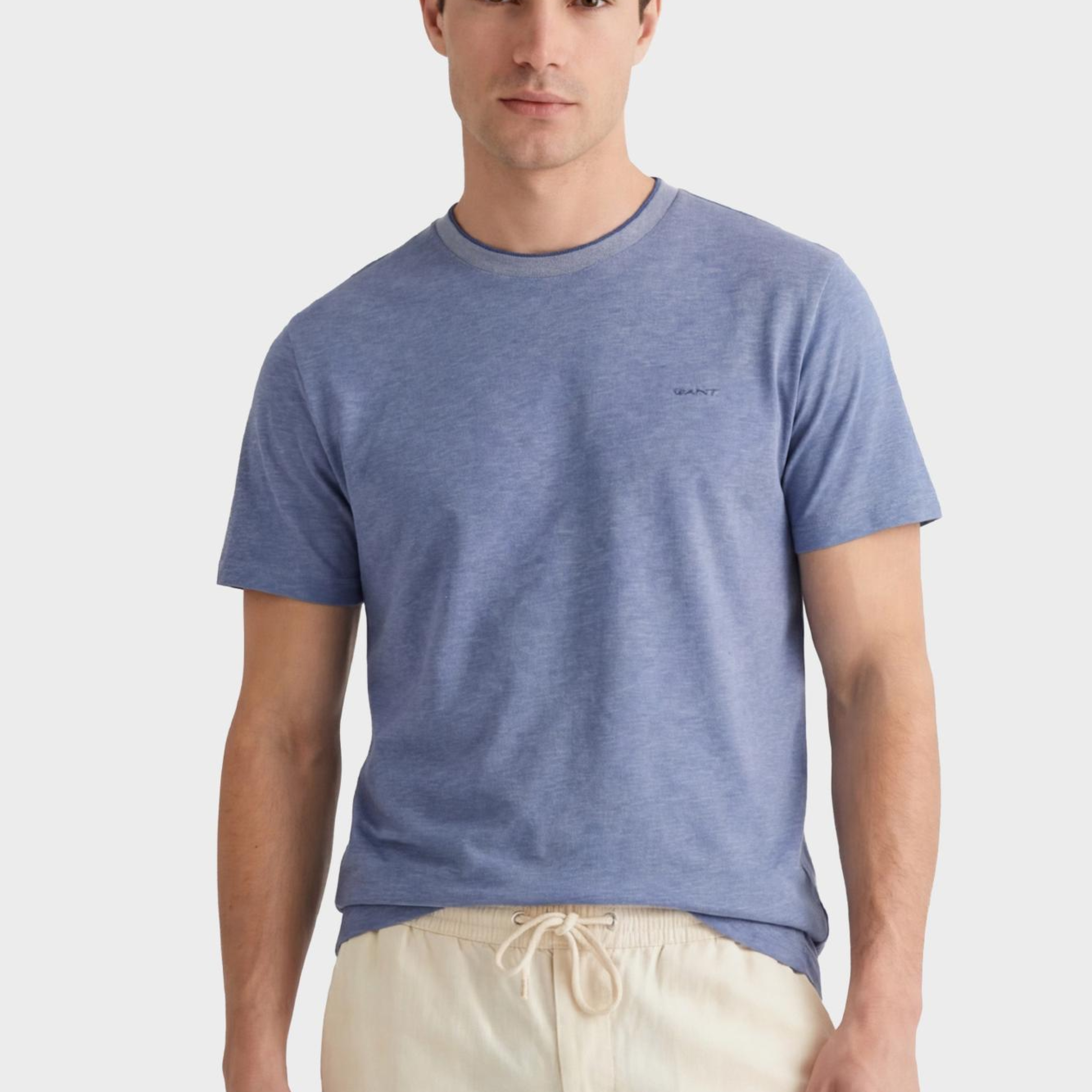GANT Erkek Mavi Bisiklet Yaka Regular Fit T-Shirt