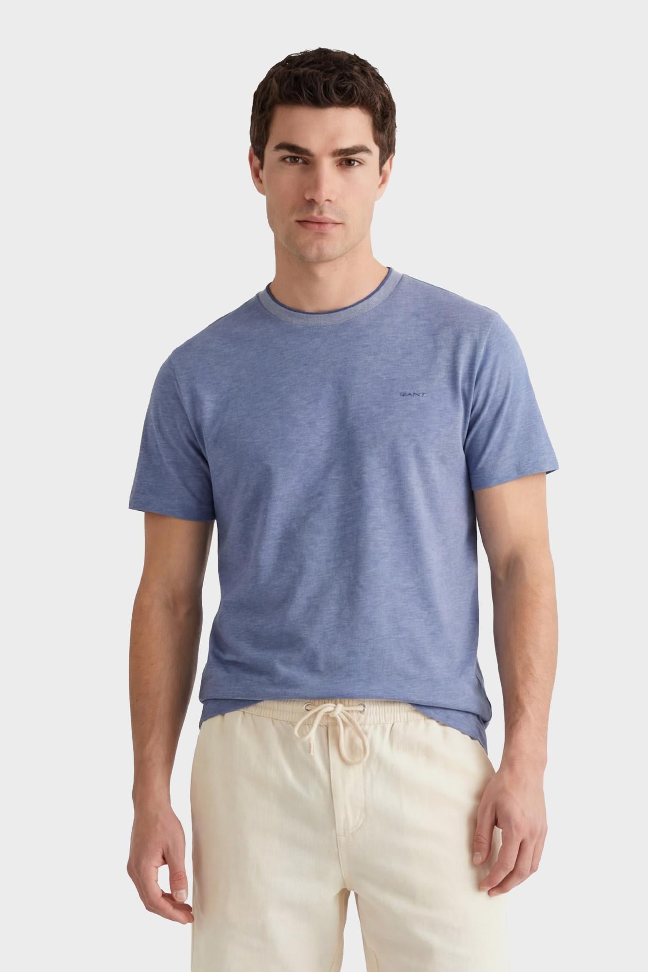 GANT Erkek Mavi Bisiklet Yaka Regular Fit T-Shirt