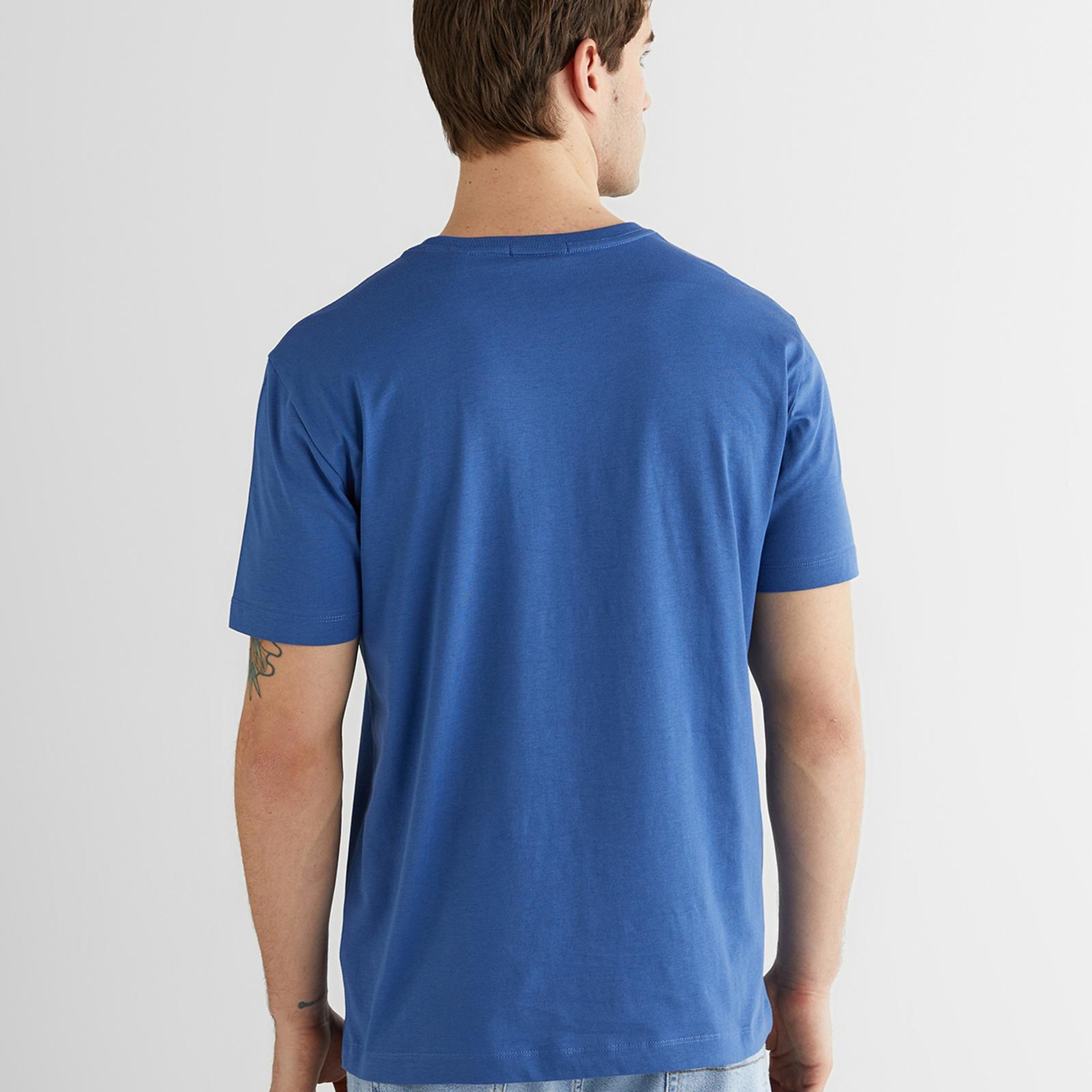 GANT Erkek Mavi Bisiklet Yaka Regular Fit Logolu T-Shirt