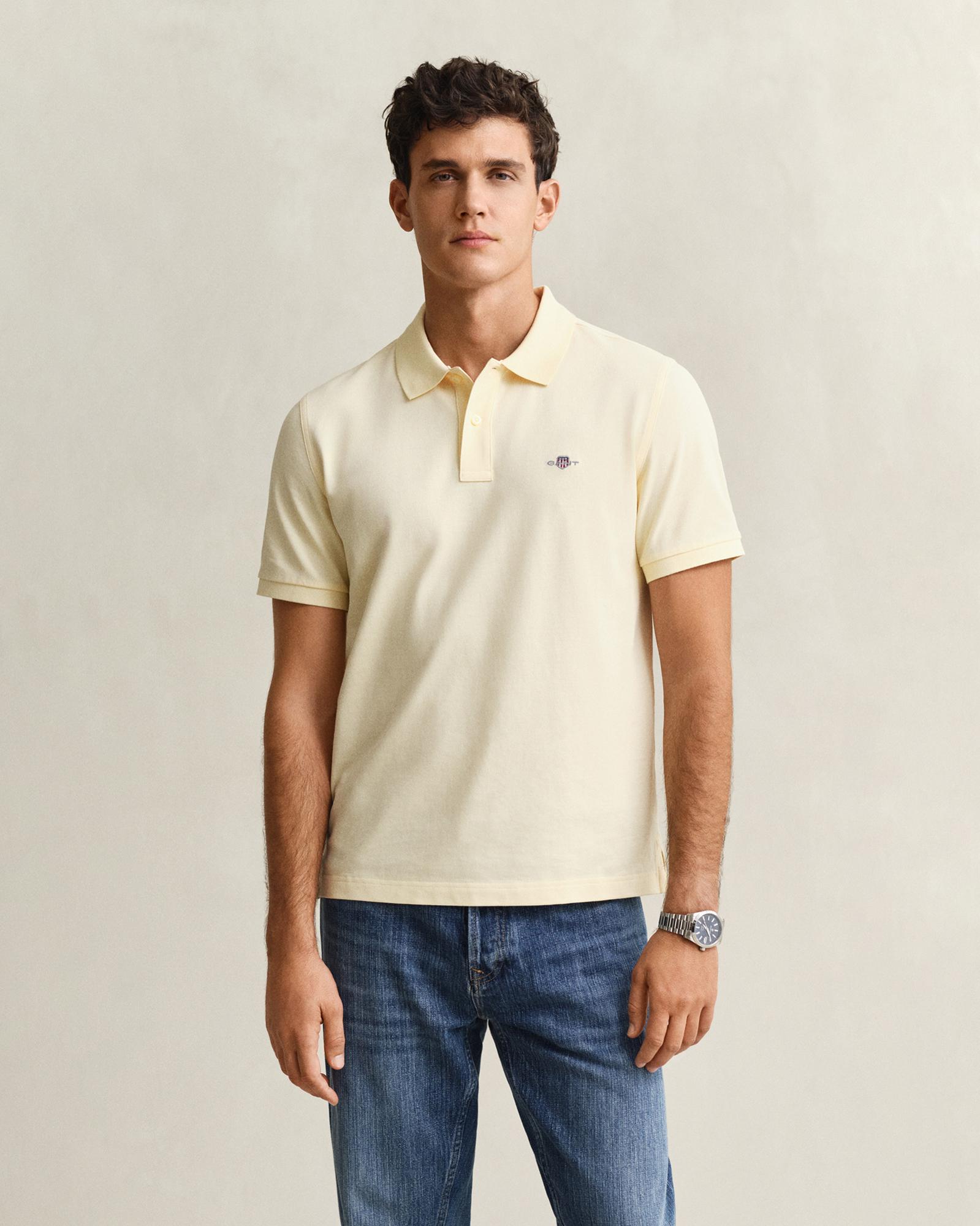 GANT Erkek Sarı Regular Fit Logolu Polo Yaka T-Shirt