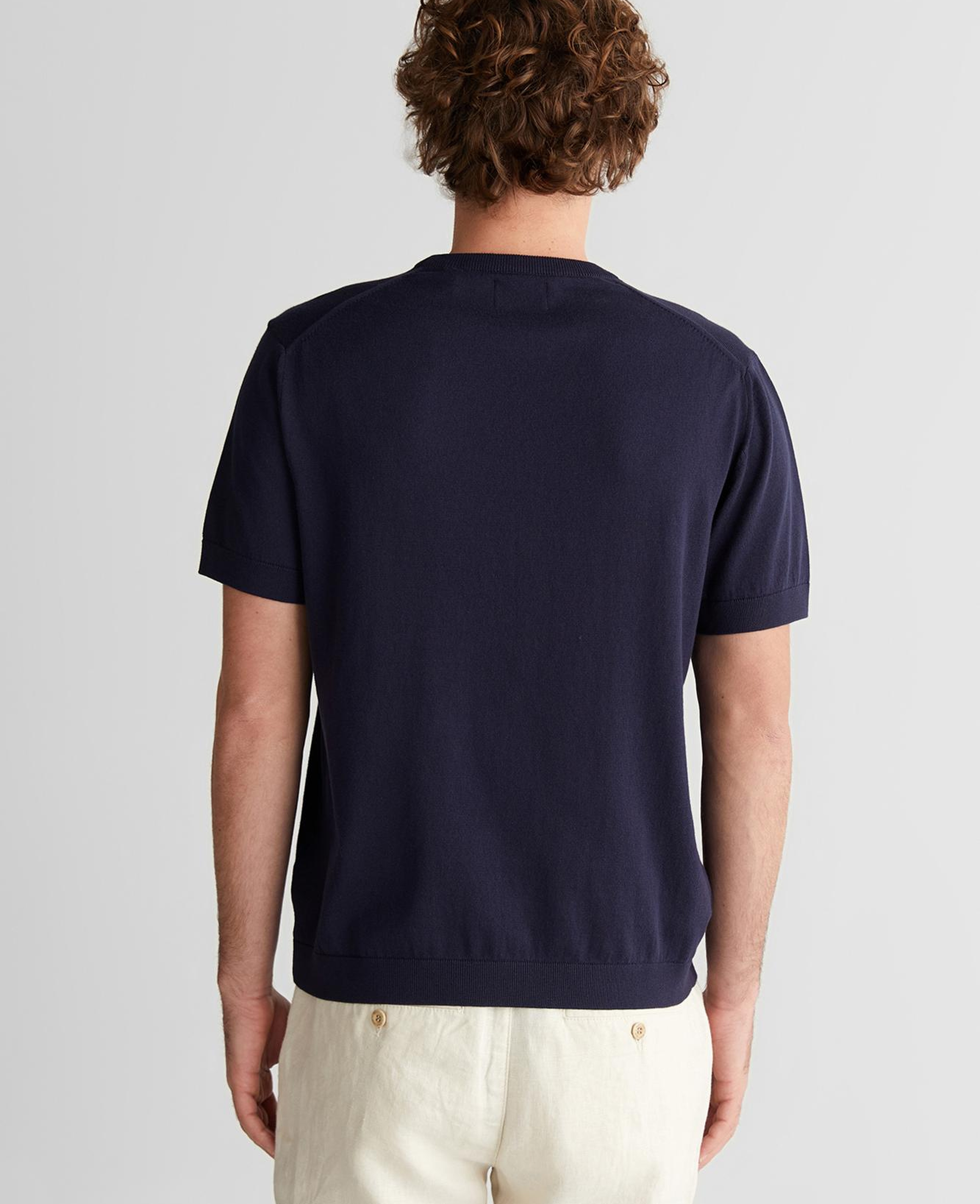 GANT Erkek Lacivert Regular Fit Bisiklet Yaka Logolu Kazak