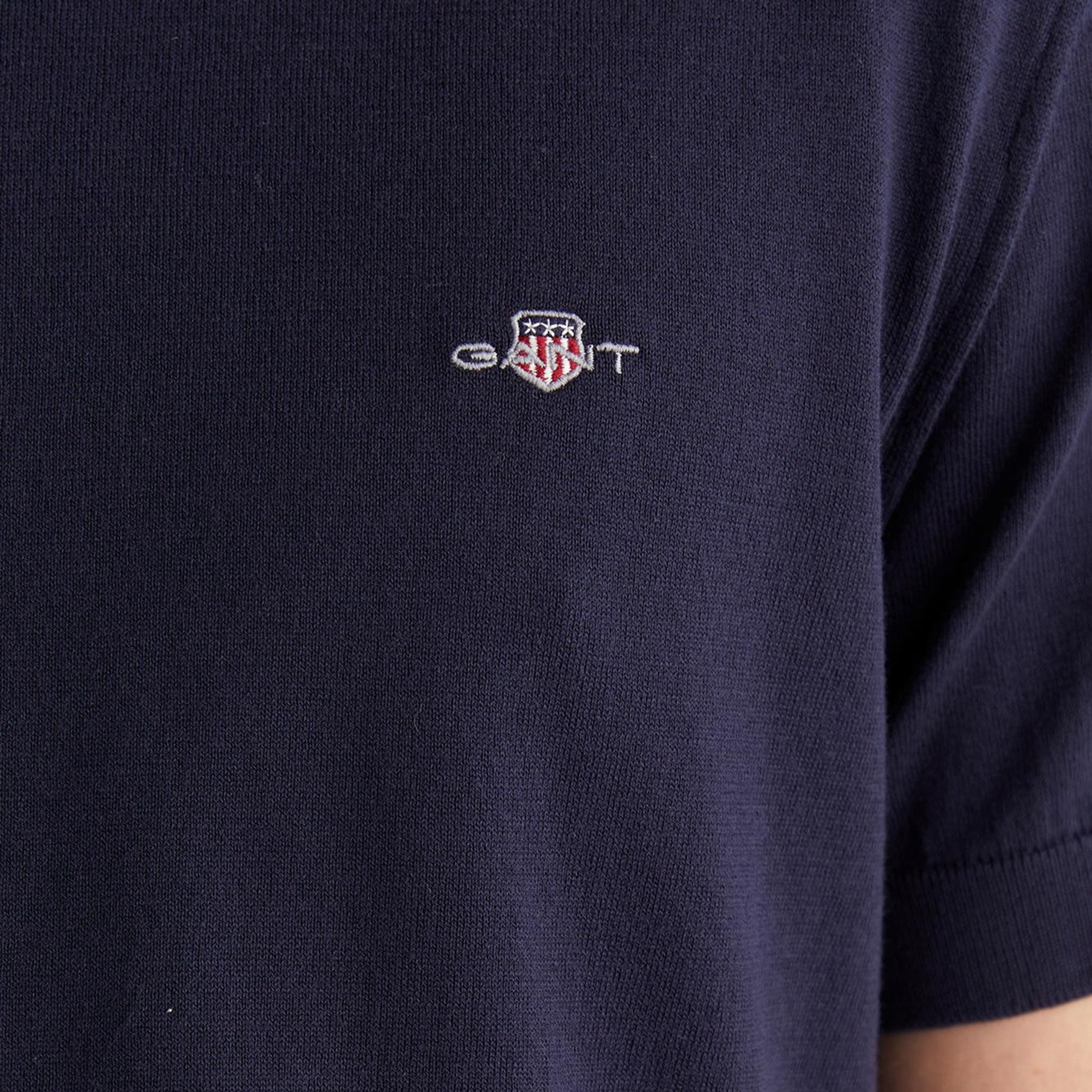 GANT Erkek Lacivert Regular Fit Bisiklet Yaka Logolu Kazak