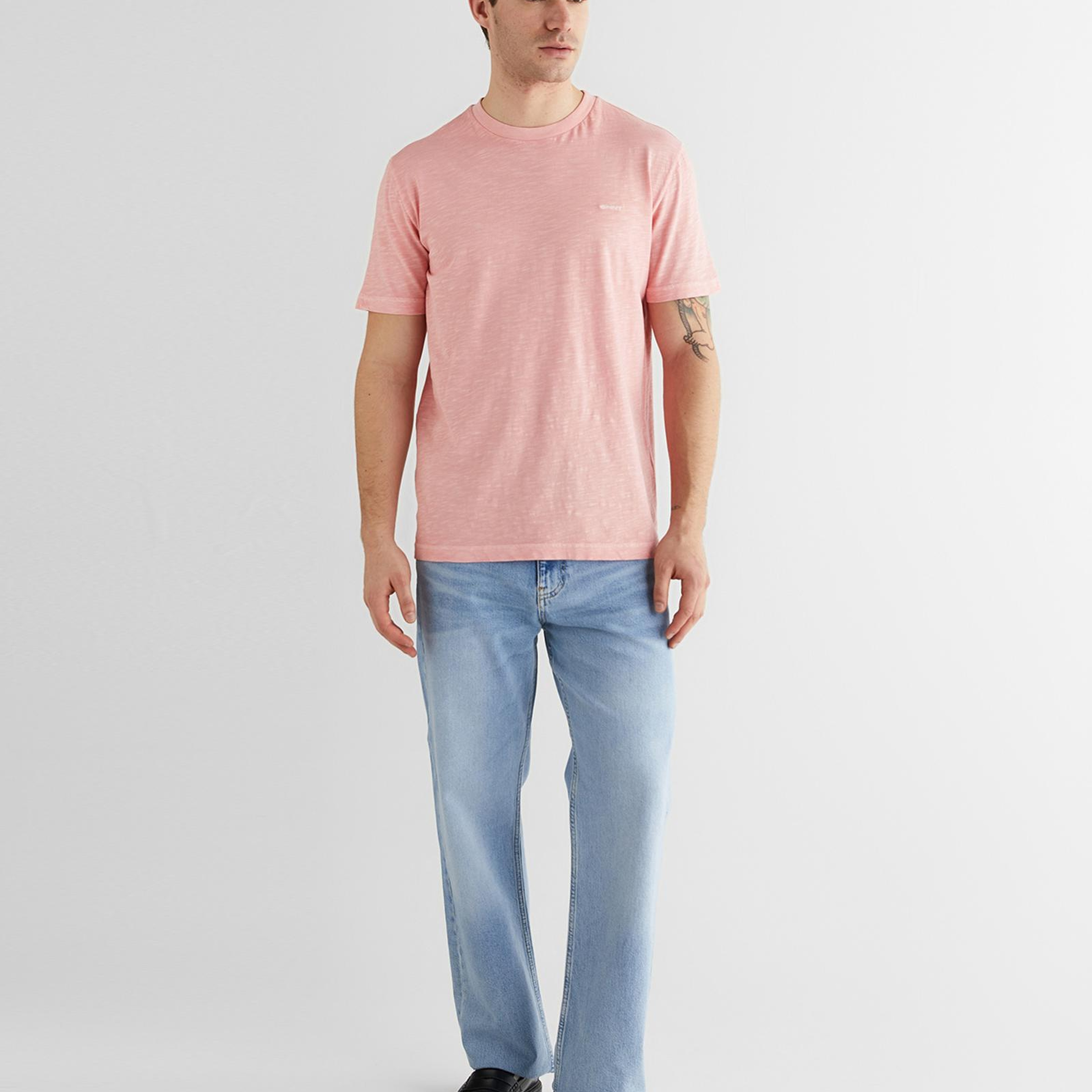 GANT Erkek Pembe Bisiklet Yaka Regular Fit T-Shirt