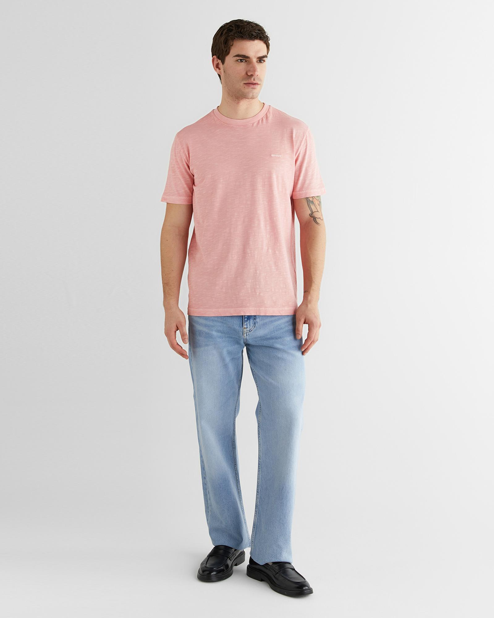 GANT Erkek Pembe Bisiklet Yaka Regular Fit T-Shirt