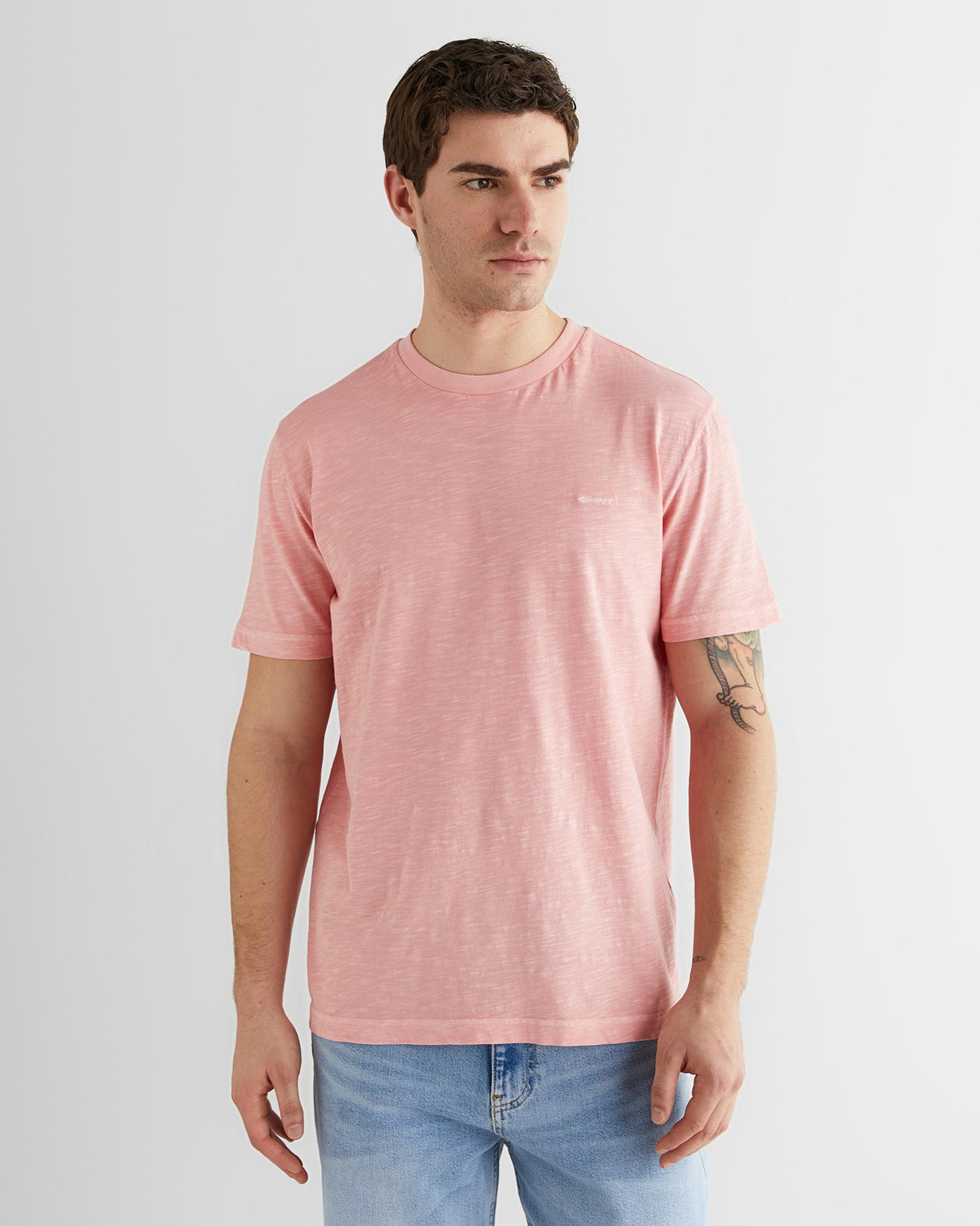 GANT Erkek Pembe Bisiklet Yaka Regular Fit T-Shirt