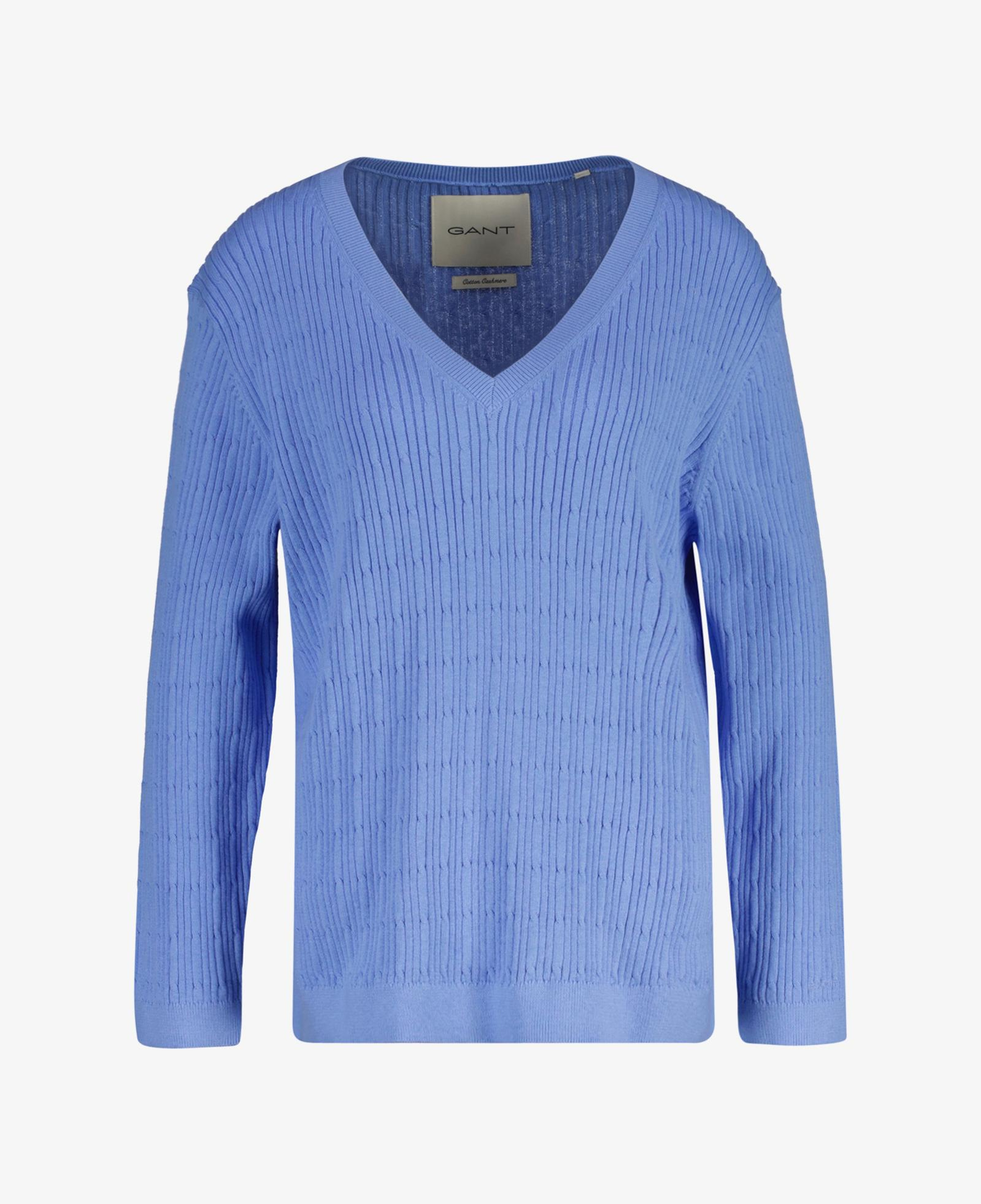 GANT Kadın Mavi Regular Fit V Yaka Kazak