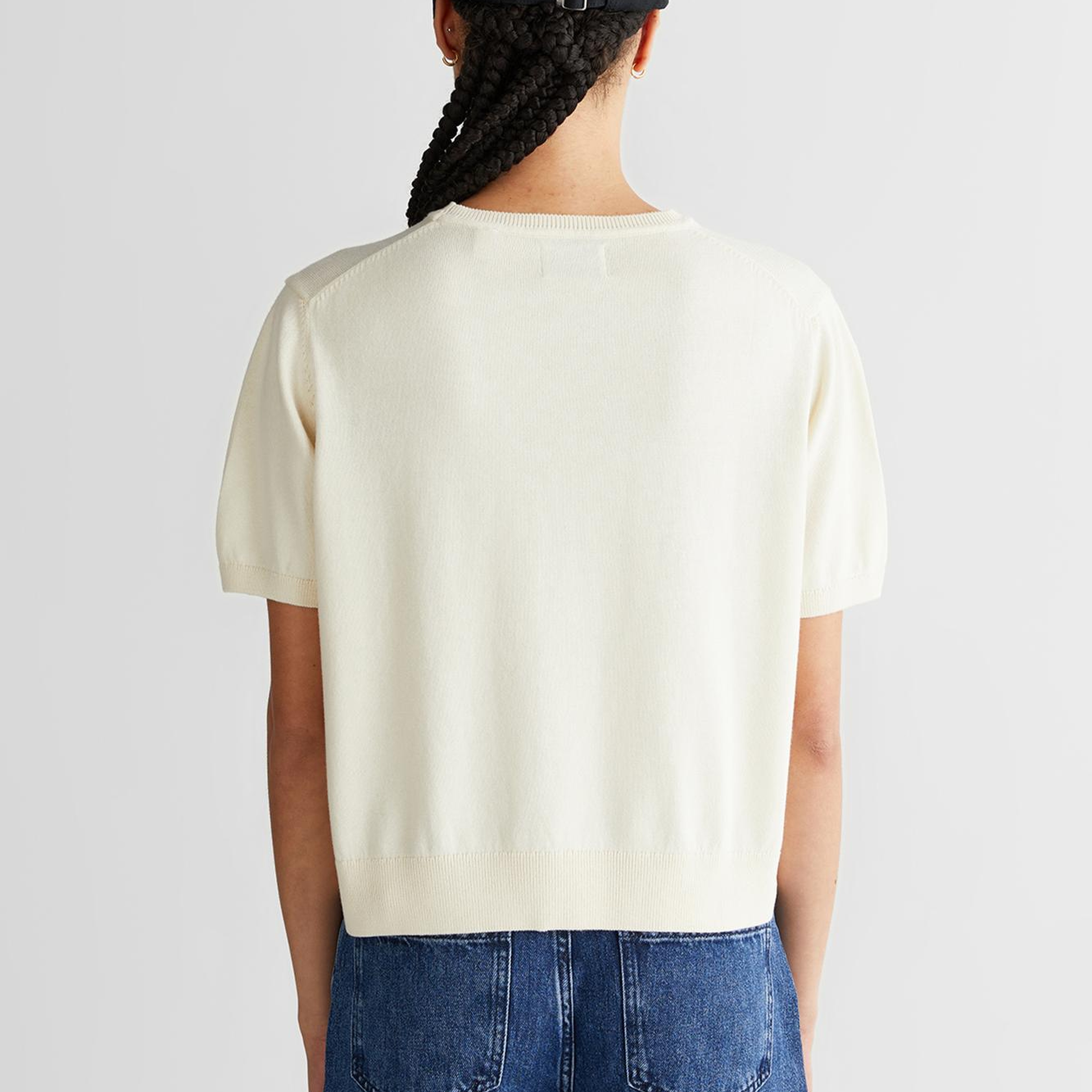 GANT Kadın Beyaz Regular Fit Bisiklet Yaka Kazak