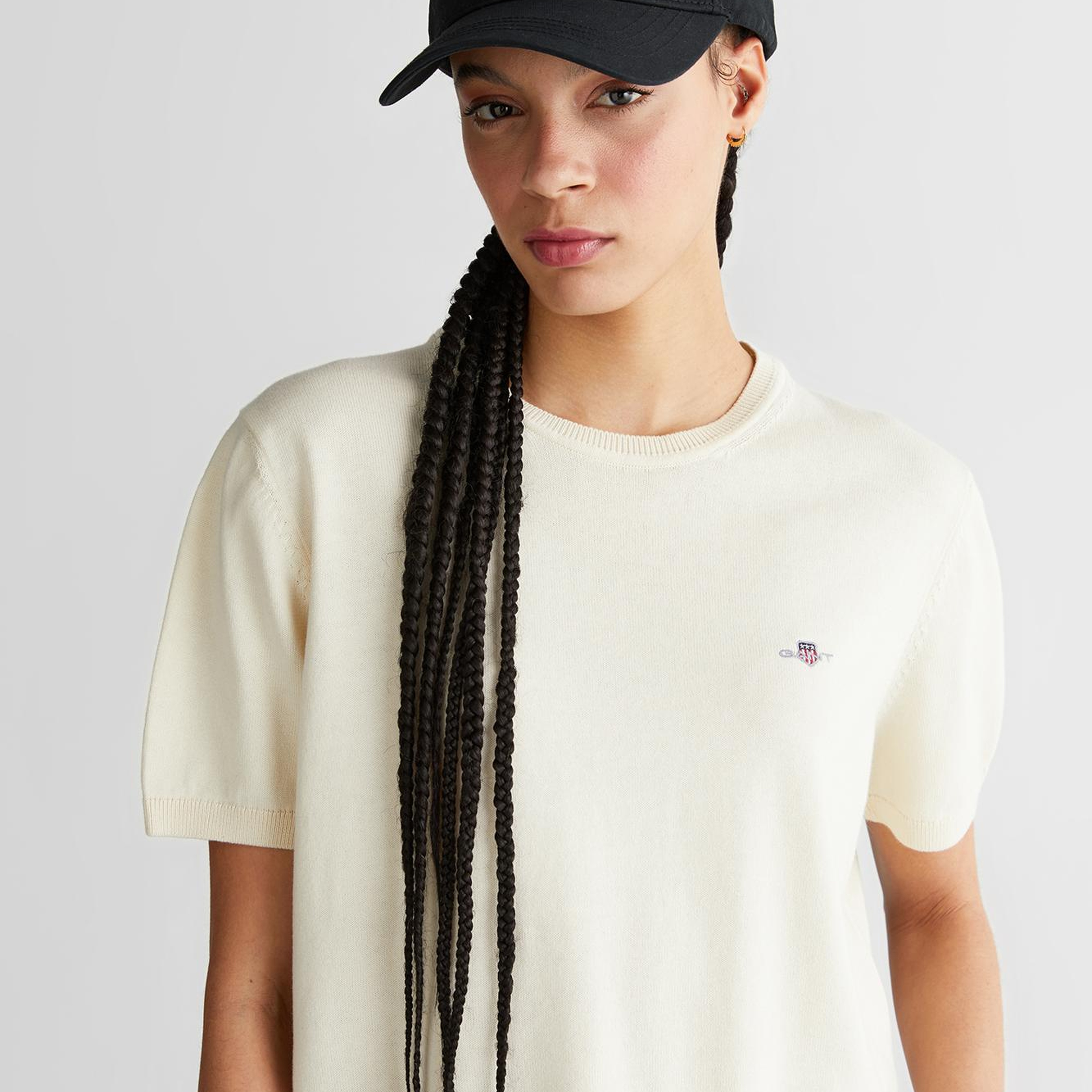 GANT Kadın Beyaz Regular Fit Bisiklet Yaka Kazak