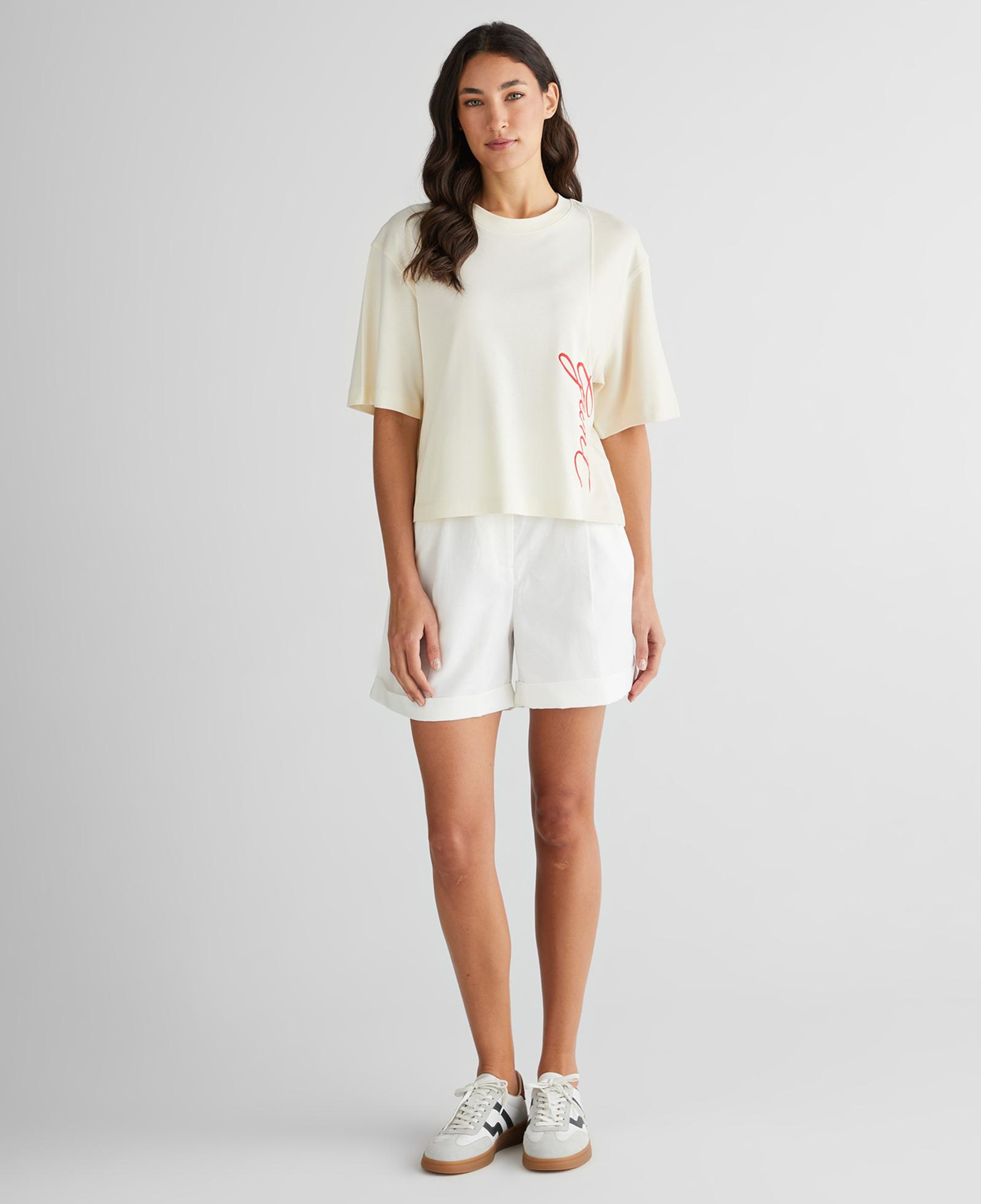 GANT Kadın Beyaz Bisiklet Yaka Renk Bloklu T-Shirt