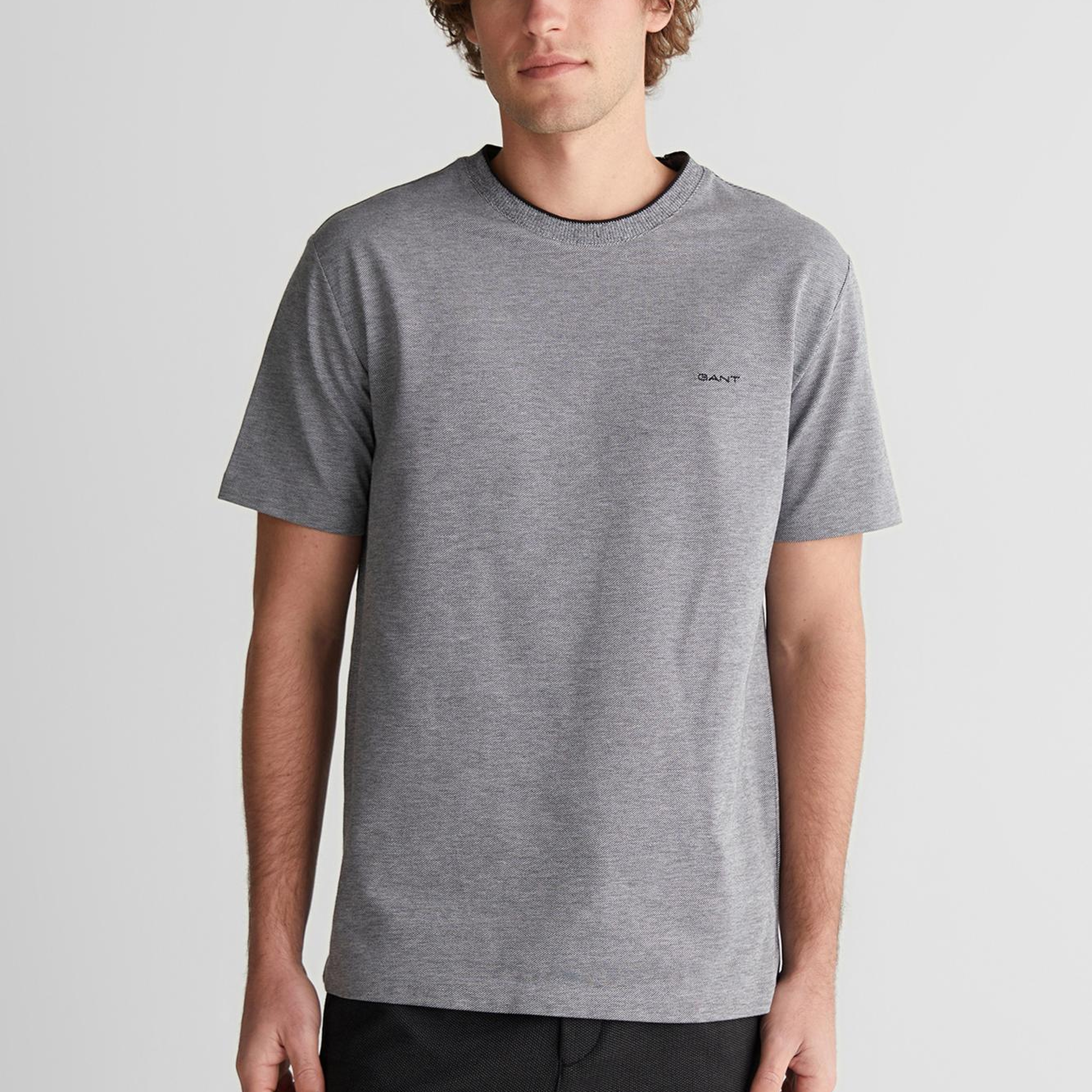 GANT Erkek Siyah Bisiklet Yaka Regular Fit T-Shirt